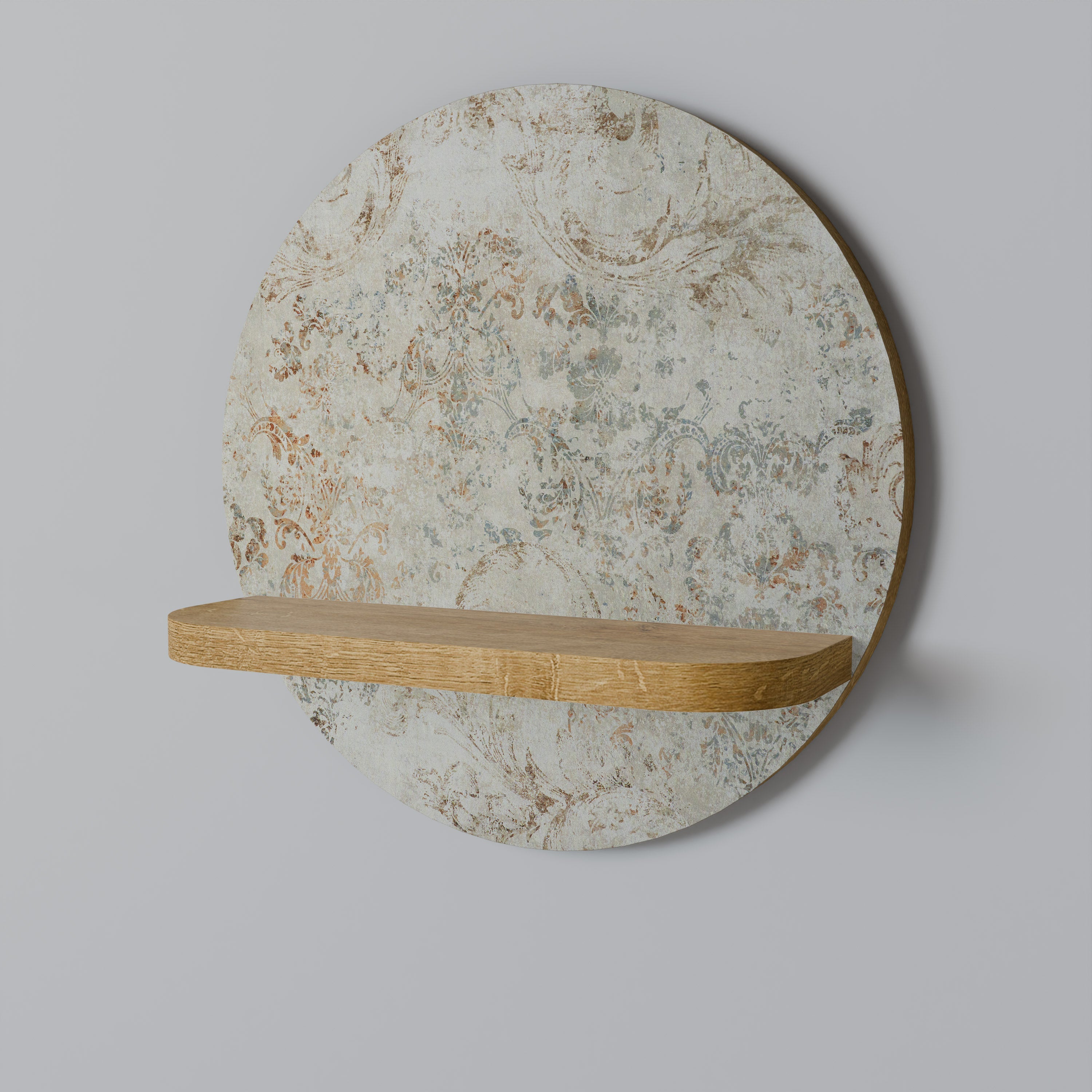 Étagère d'art ronde FADED ELEGANCE effet chêne