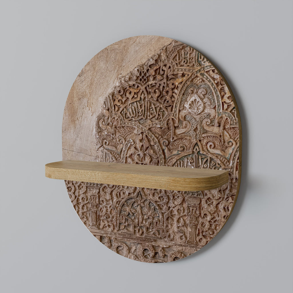 Étagère d'art ovale ARABESQUE WHISPERS effet chêne