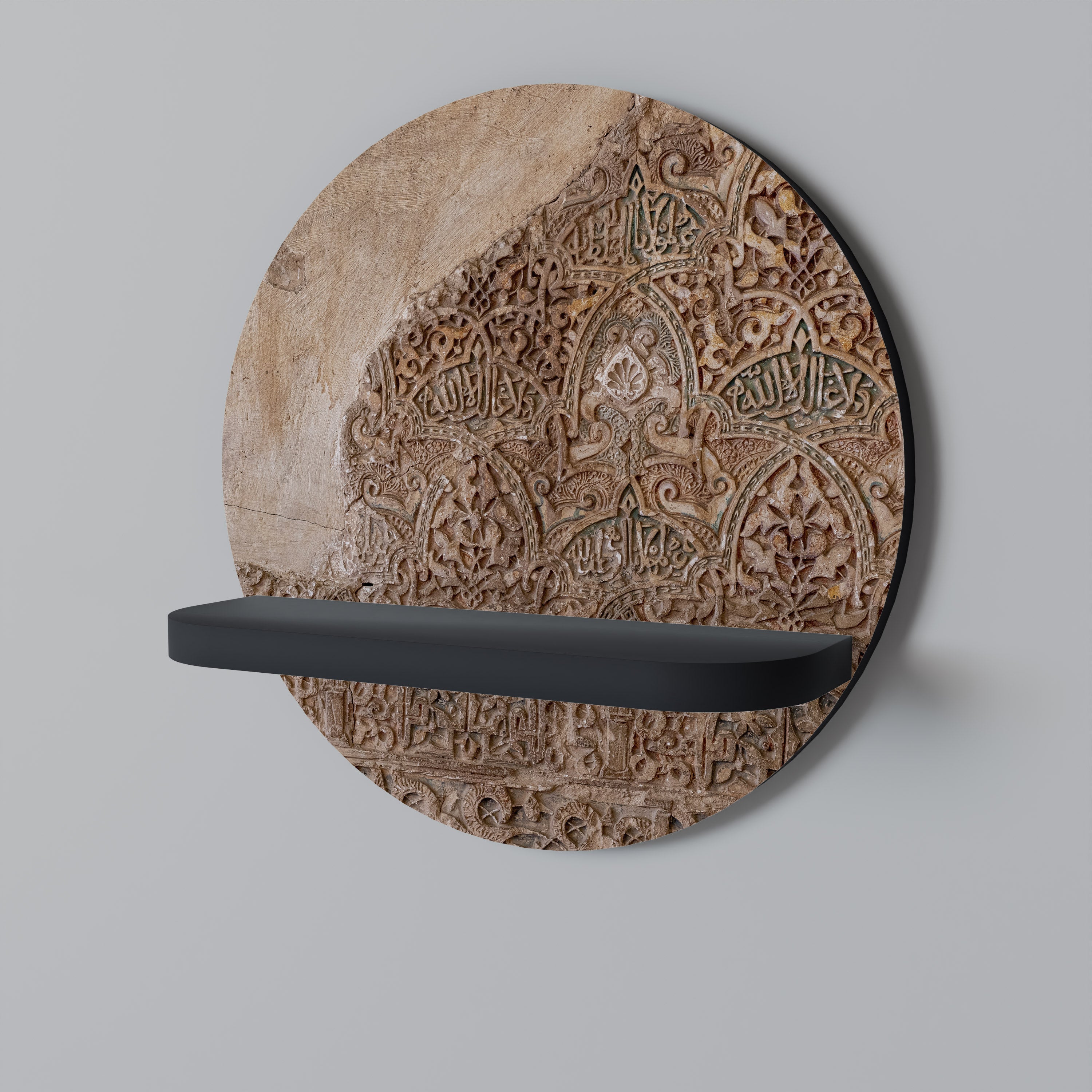 Étagère d'art ronde ARABESQUE WHISPERS en finition noire