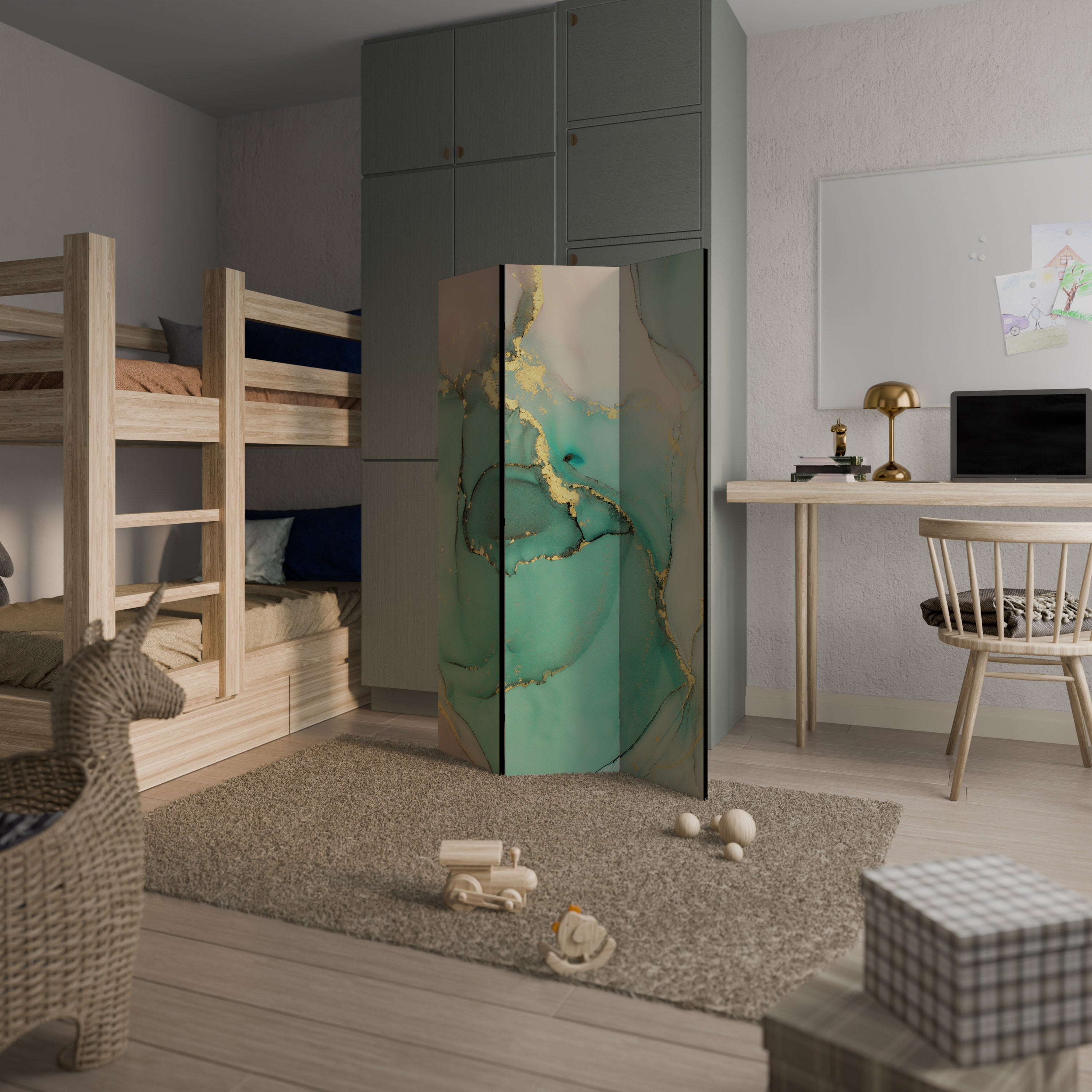 Paravent décoratif à 3 panneaux MARBLEIZED MYSTIQUE