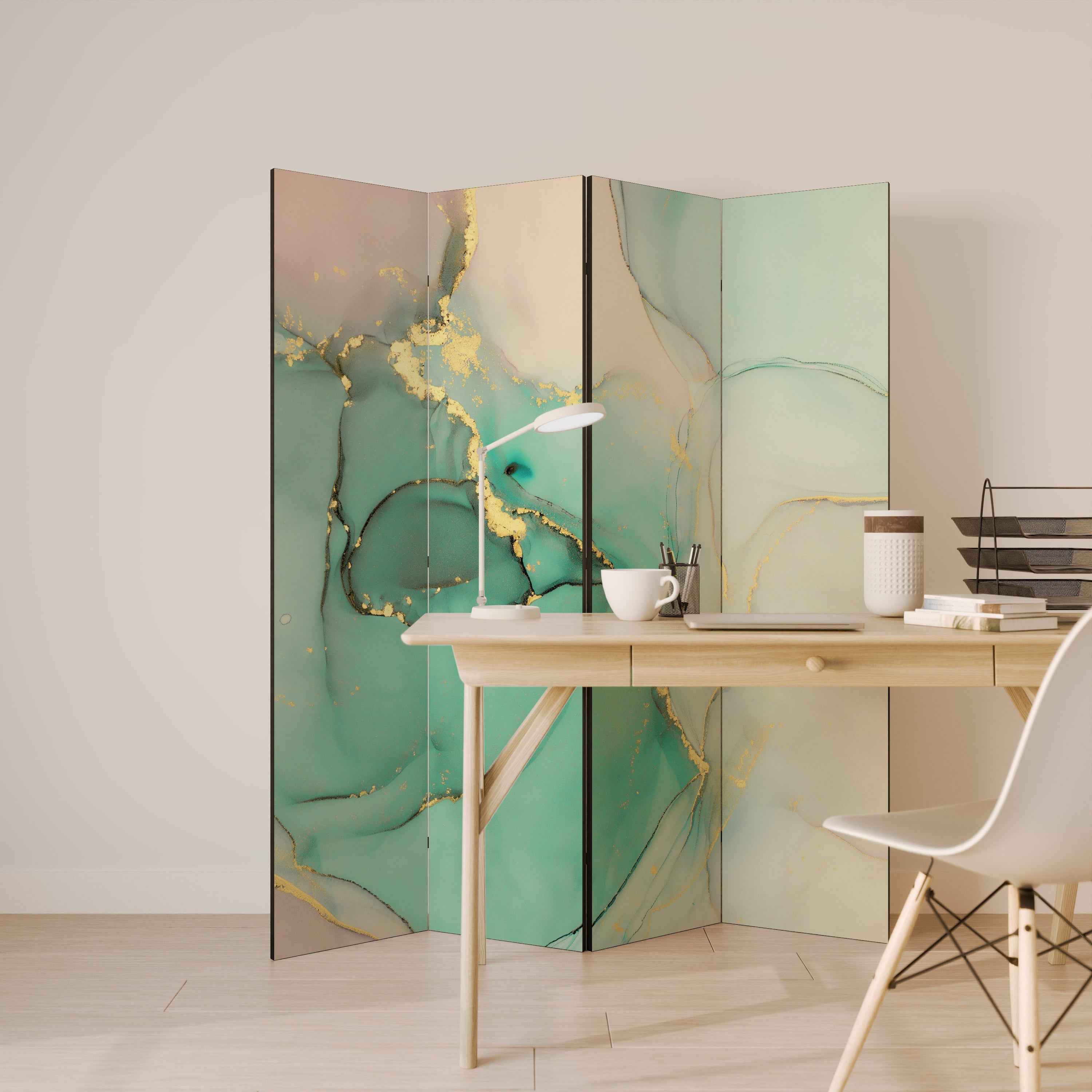 Paravent décoratif à 4 panneaux MARBLEIZED MYSTIQUE