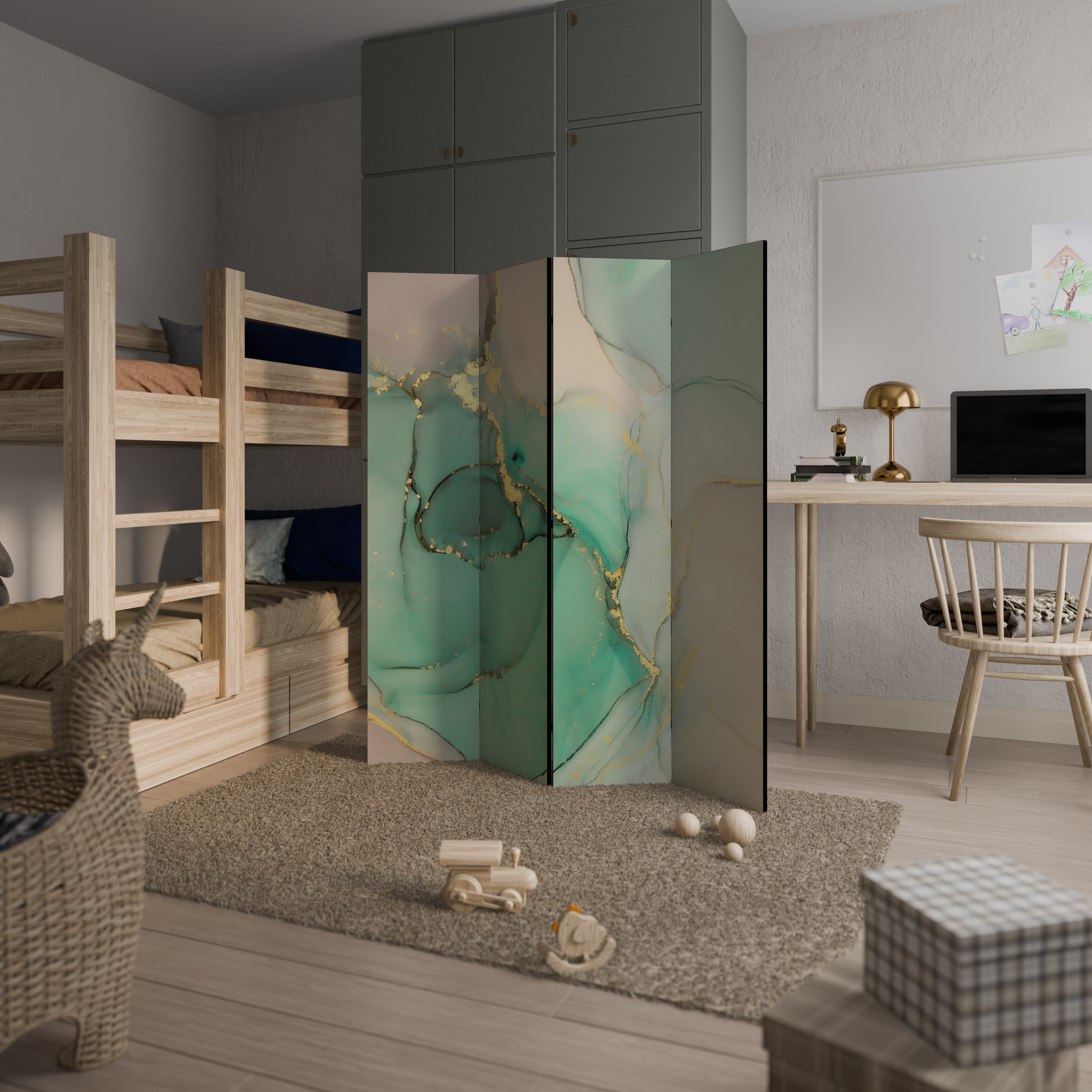 MARBLEIZED MYSTIQUE 4-Panel Room Divider