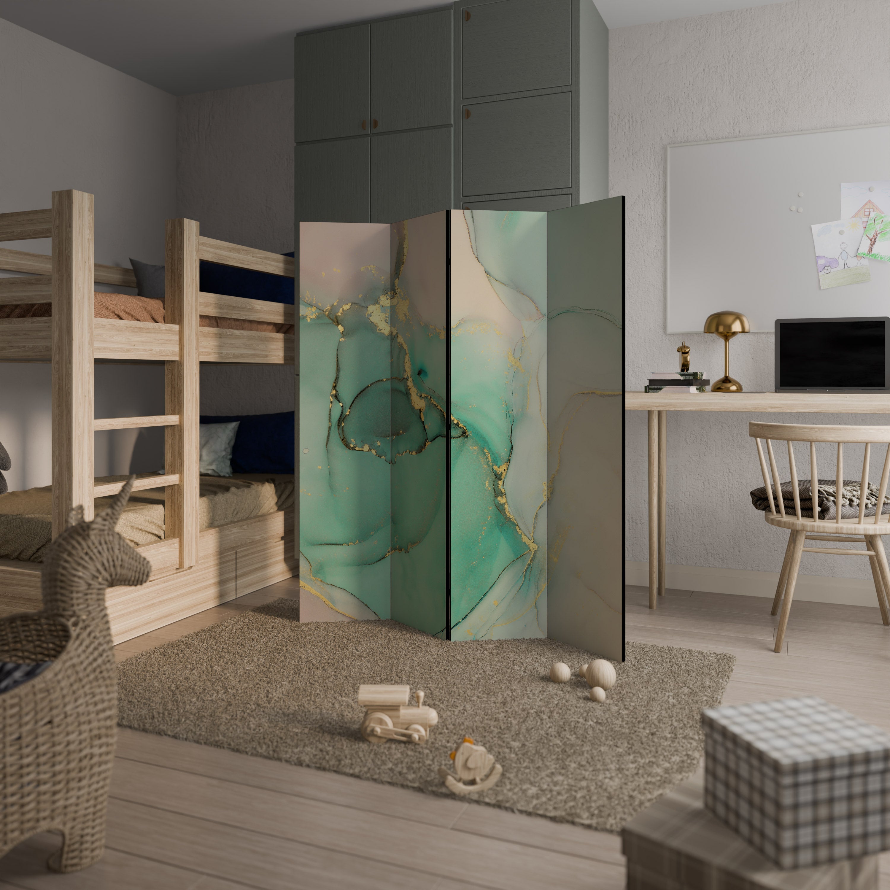 Paravent décoratif à 4 panneaux MARBLEIZED MYSTIQUE