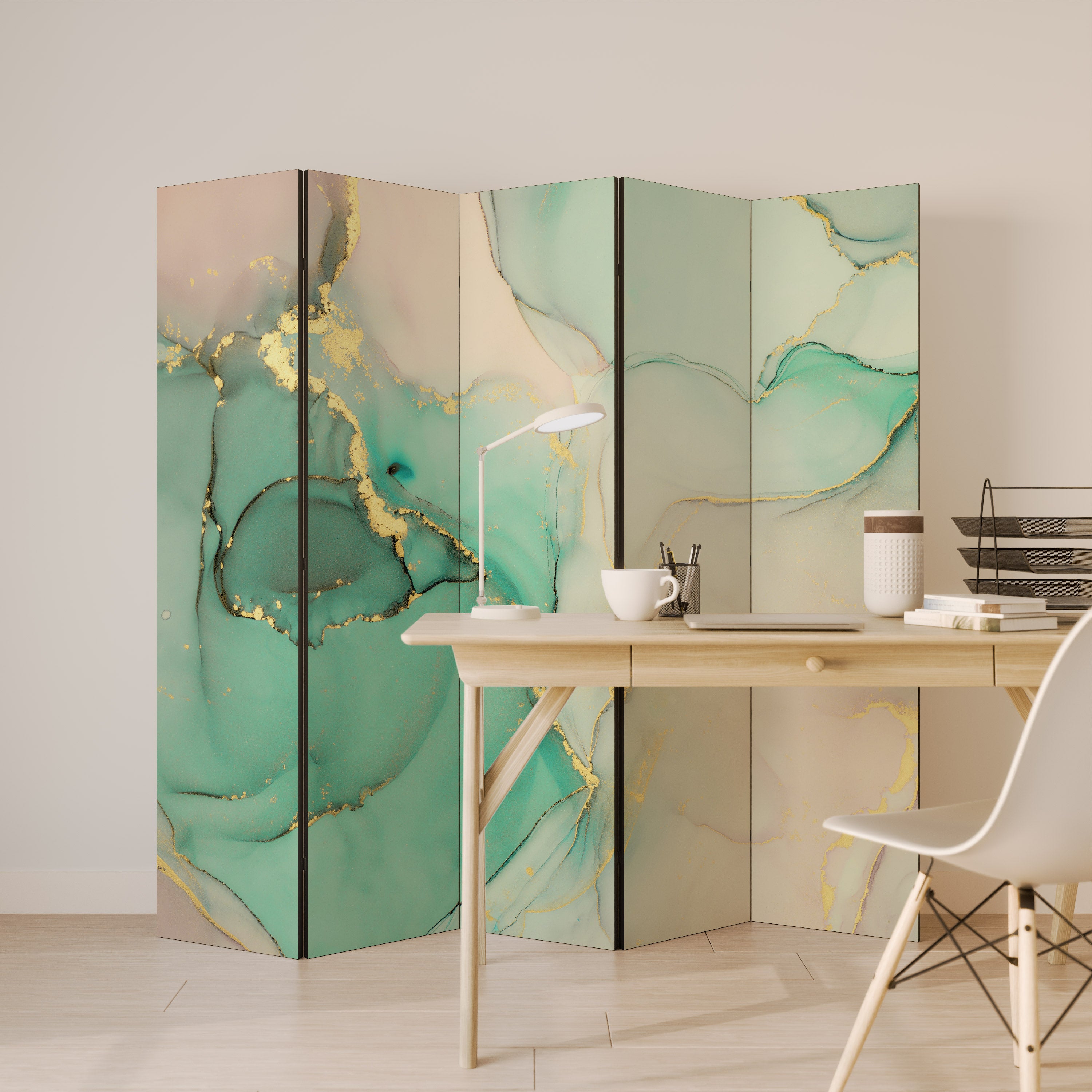 MARBLEIZED MYSTIQUE 5-Panel Room Divider