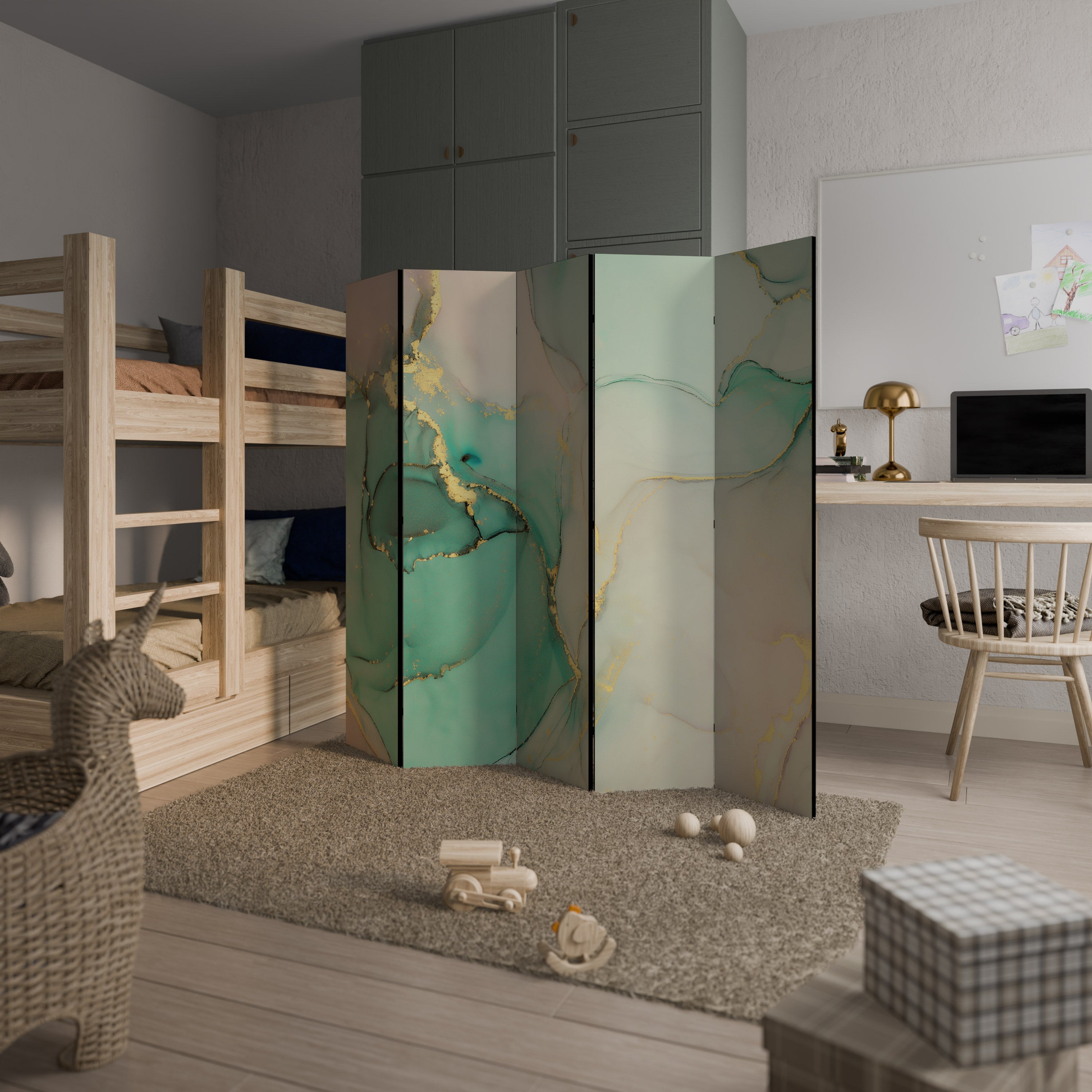 Paravent décoratif à 5 panneaux MARBLEIZED MYSTIQUE