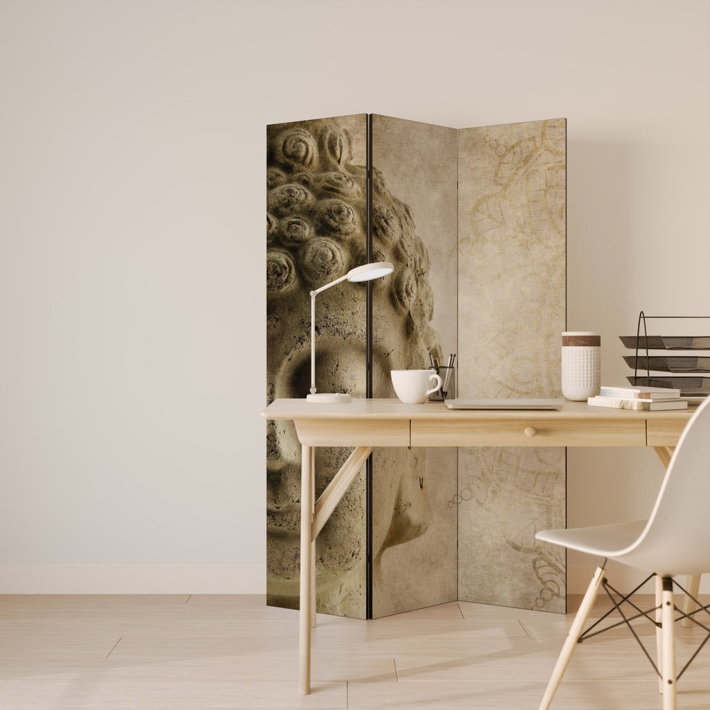 SCÈNE DE MÉDITATION MYSTIQUE Paravent décoratif à 3 panneaux