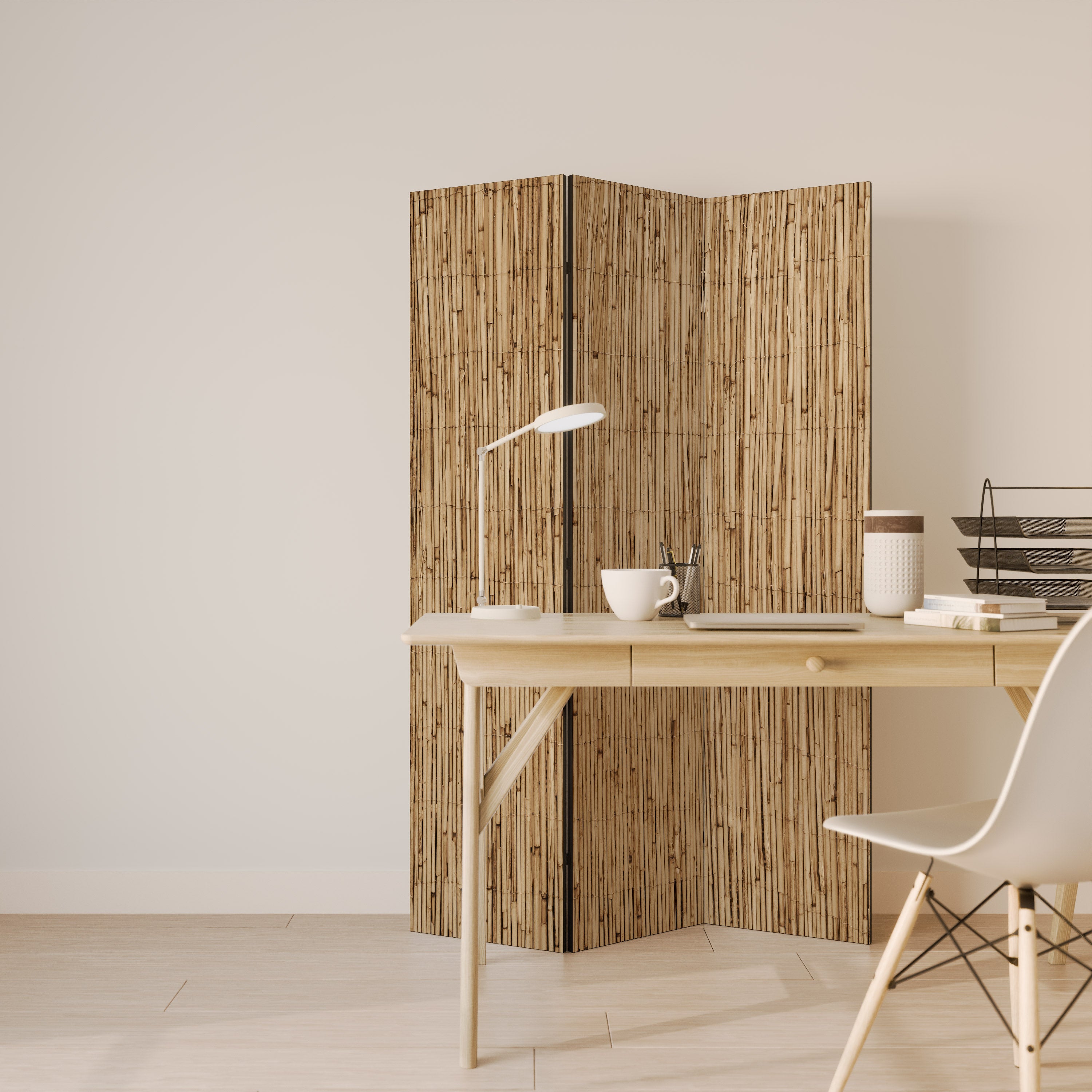 STRAW BOUND DELIGHT 3-Panel Room Divider