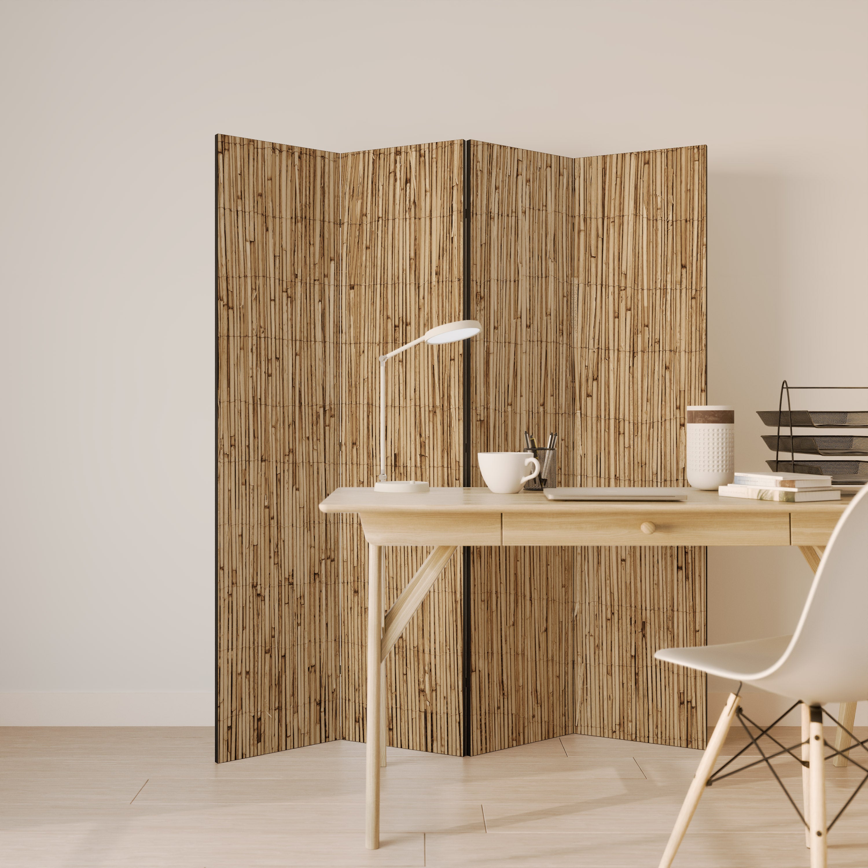 STRAW BOUND DELIGHT 4-Panel Room Divider