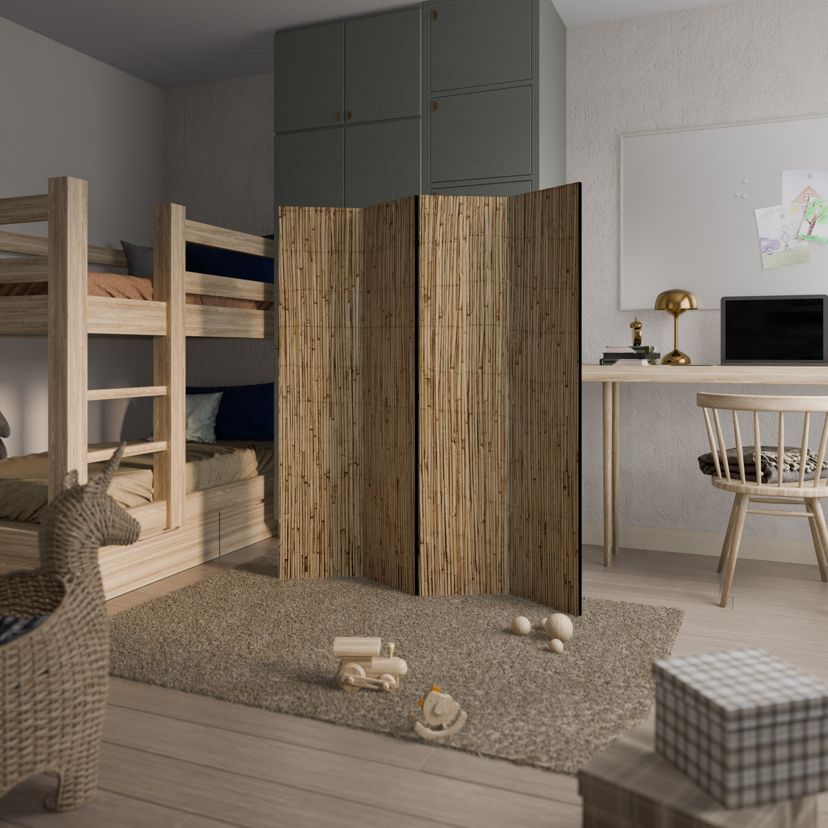 STRAW BOUND DELIGHT 4-Panel Room Divider