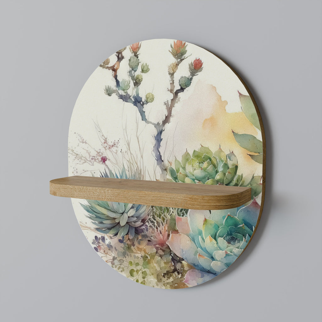 Étagère d'art ovale SUCCULENT WHIMSY effet chêne