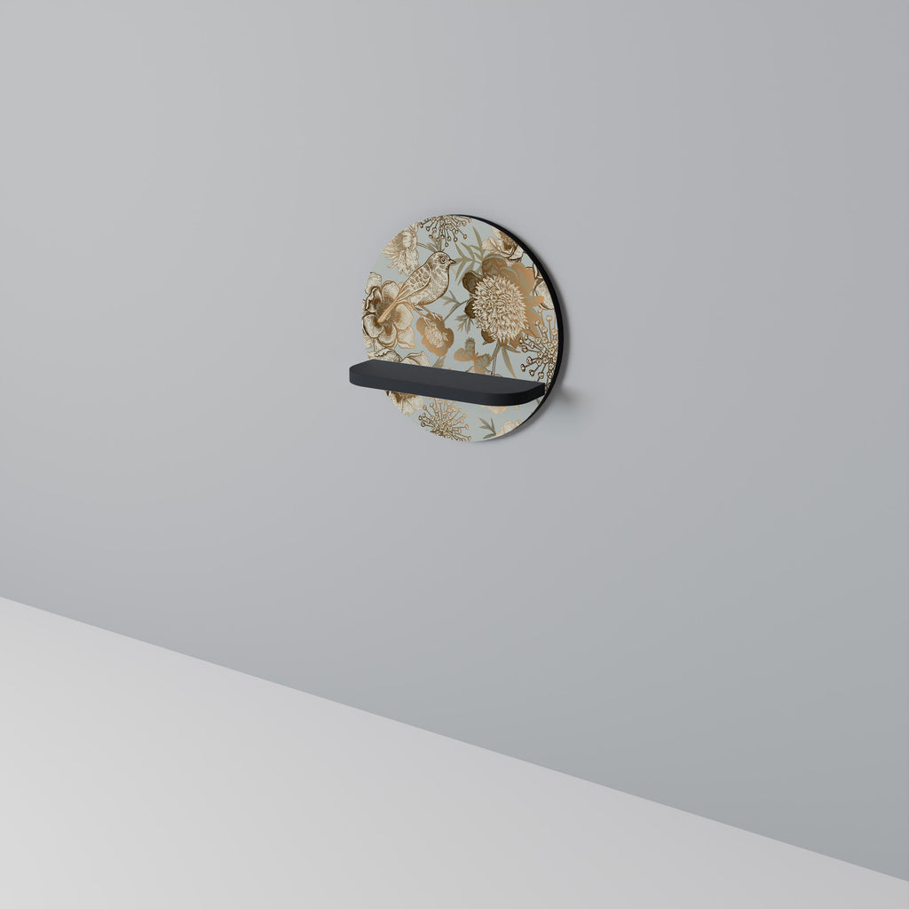 SUCCULENT WHIMSY Round Art Shelf In Black Finish