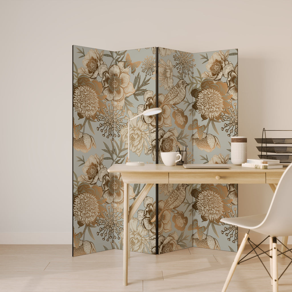 Séparateur de pièce décoratif à 4 panneaux SUCCULENT WHIMSY