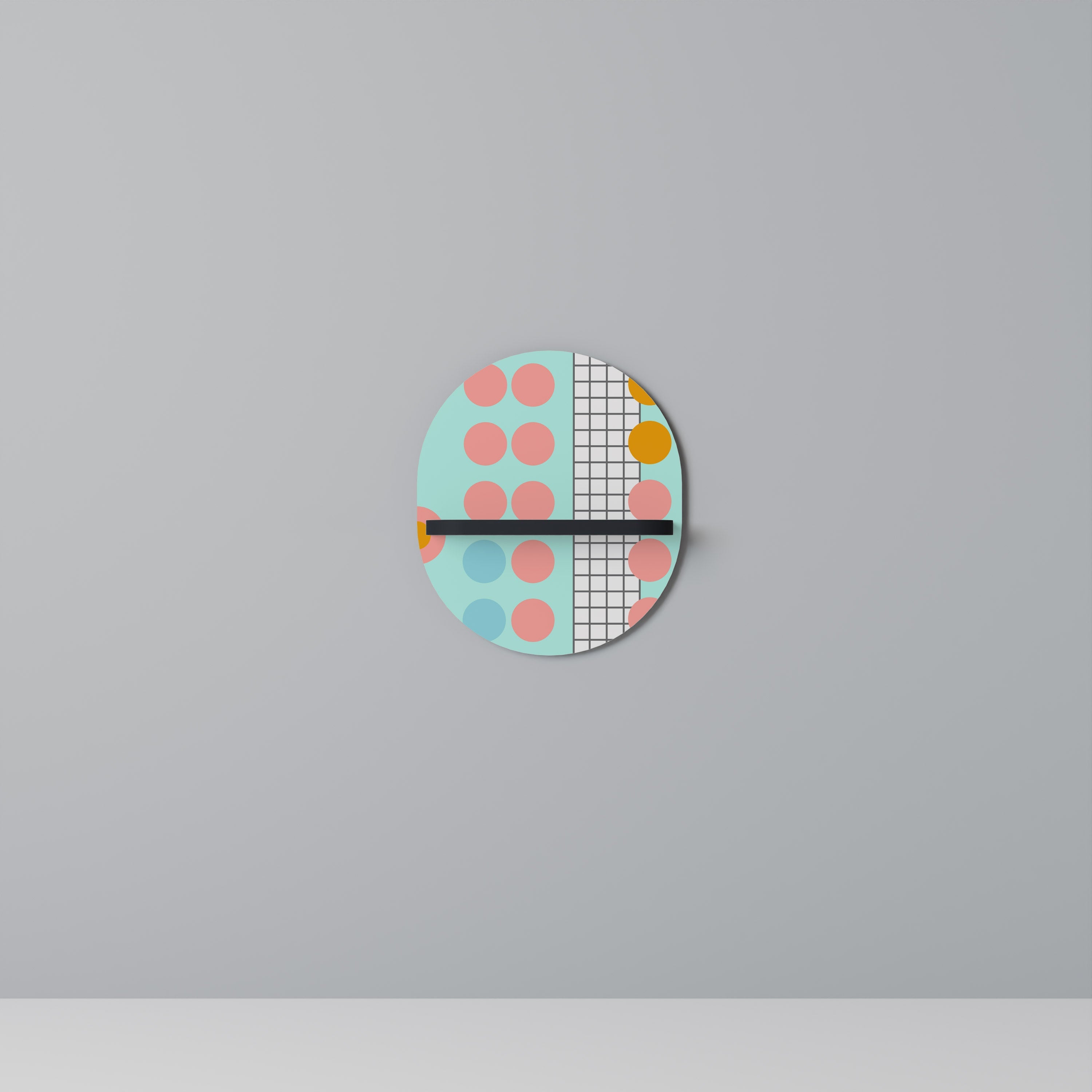 Étagère d'art ovale RETRO GRID en finition noire