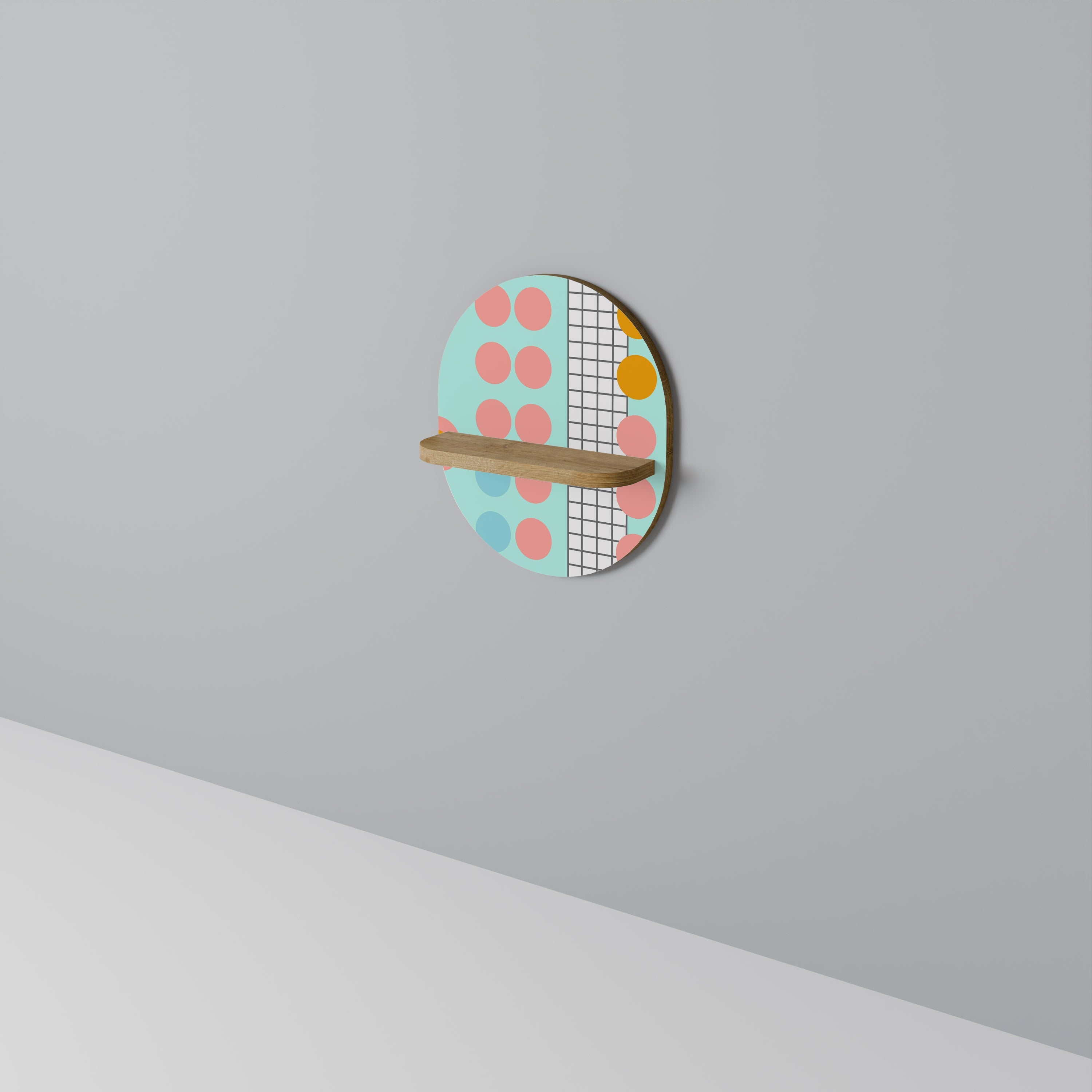 Étagère d'art ovale RETRO GRID effet chêne