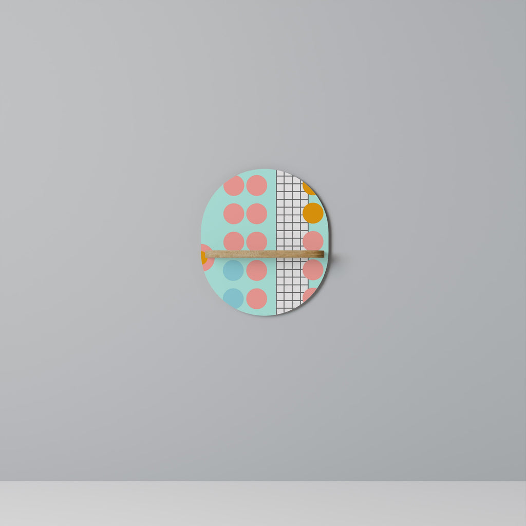 Étagère d'art ovale RETRO GRID effet chêne