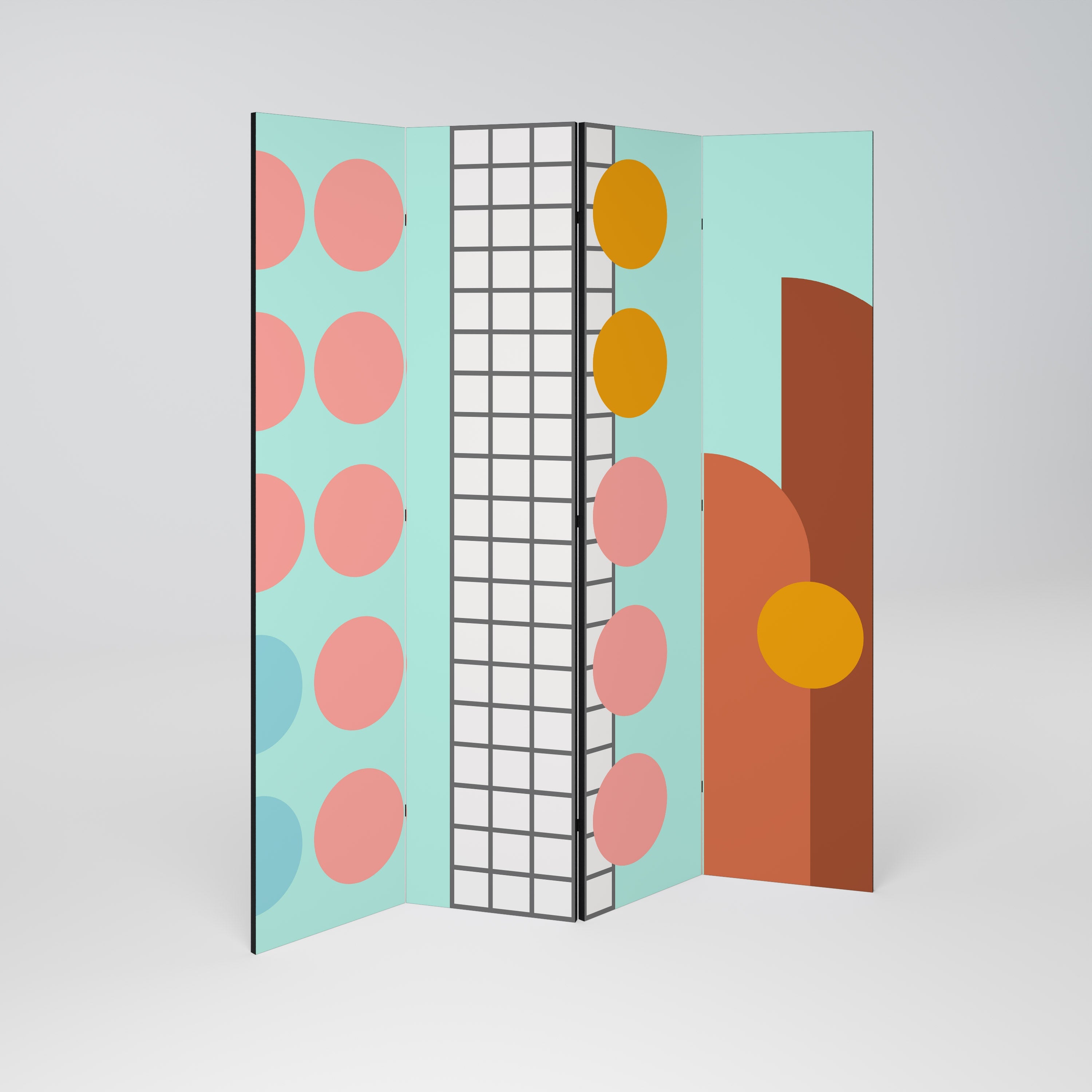Paravent décoratif à 4 panneaux RETRO GRID