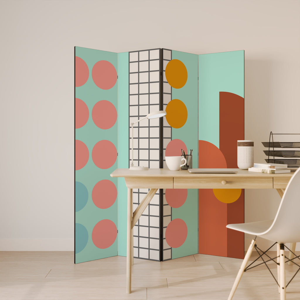 Paravent décoratif à 4 panneaux RETRO GRID