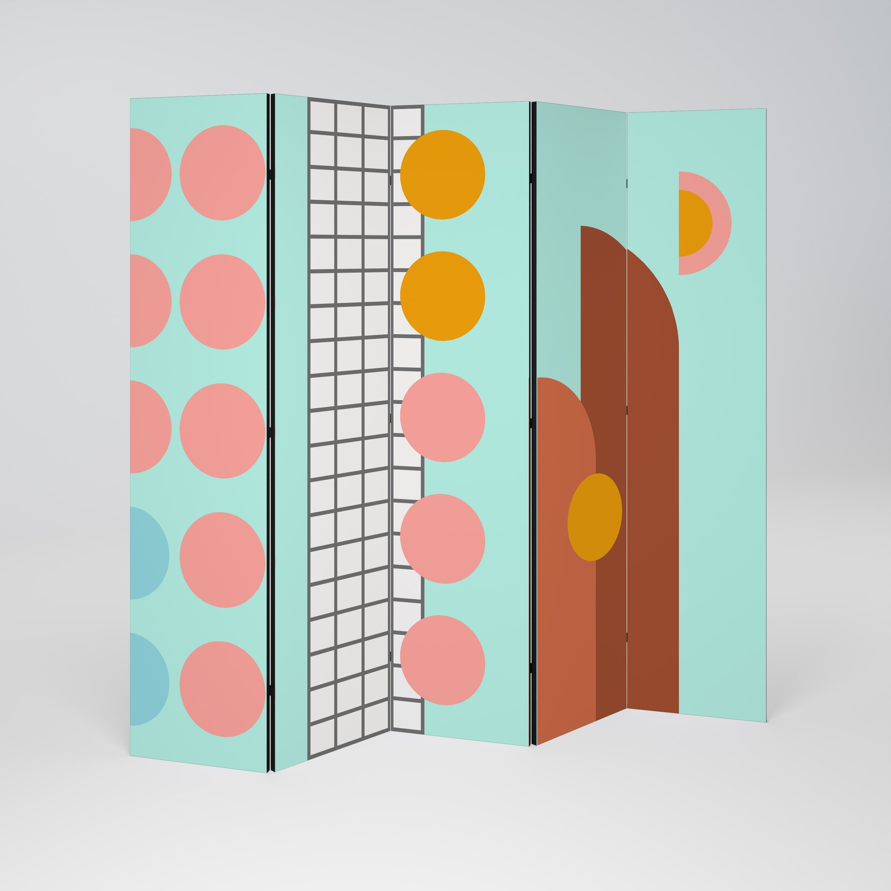 Paravent décoratif à 5 panneaux RETRO GRID