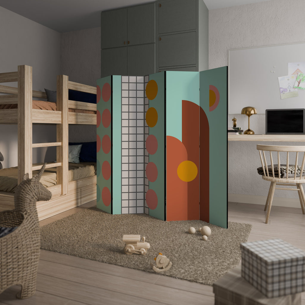 Paravent décoratif à 5 panneaux RETRO GRID