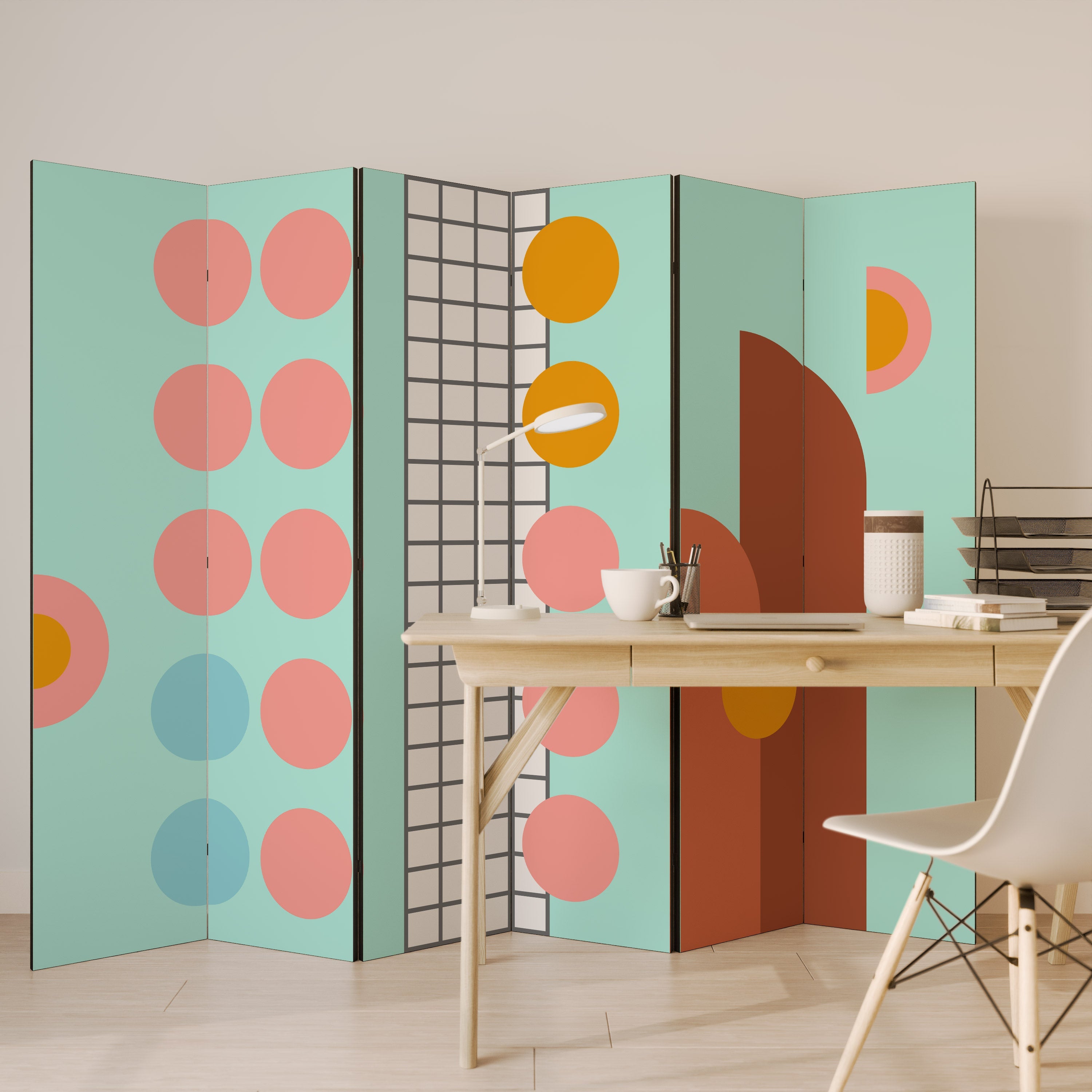 Paravent décoratif à 6 panneaux RETRO GRID