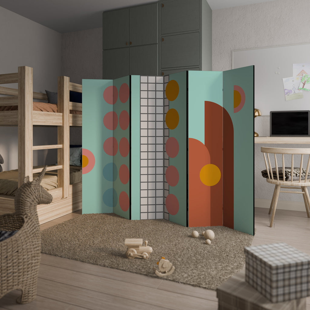 Paravent décoratif à 6 panneaux RETRO GRID