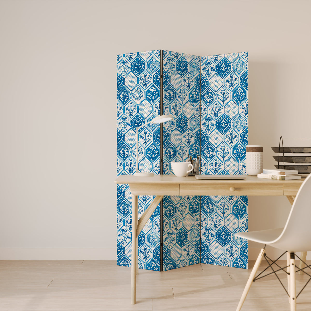 AQUATIC HEXAGON DREAM 3-Panel Room Divider