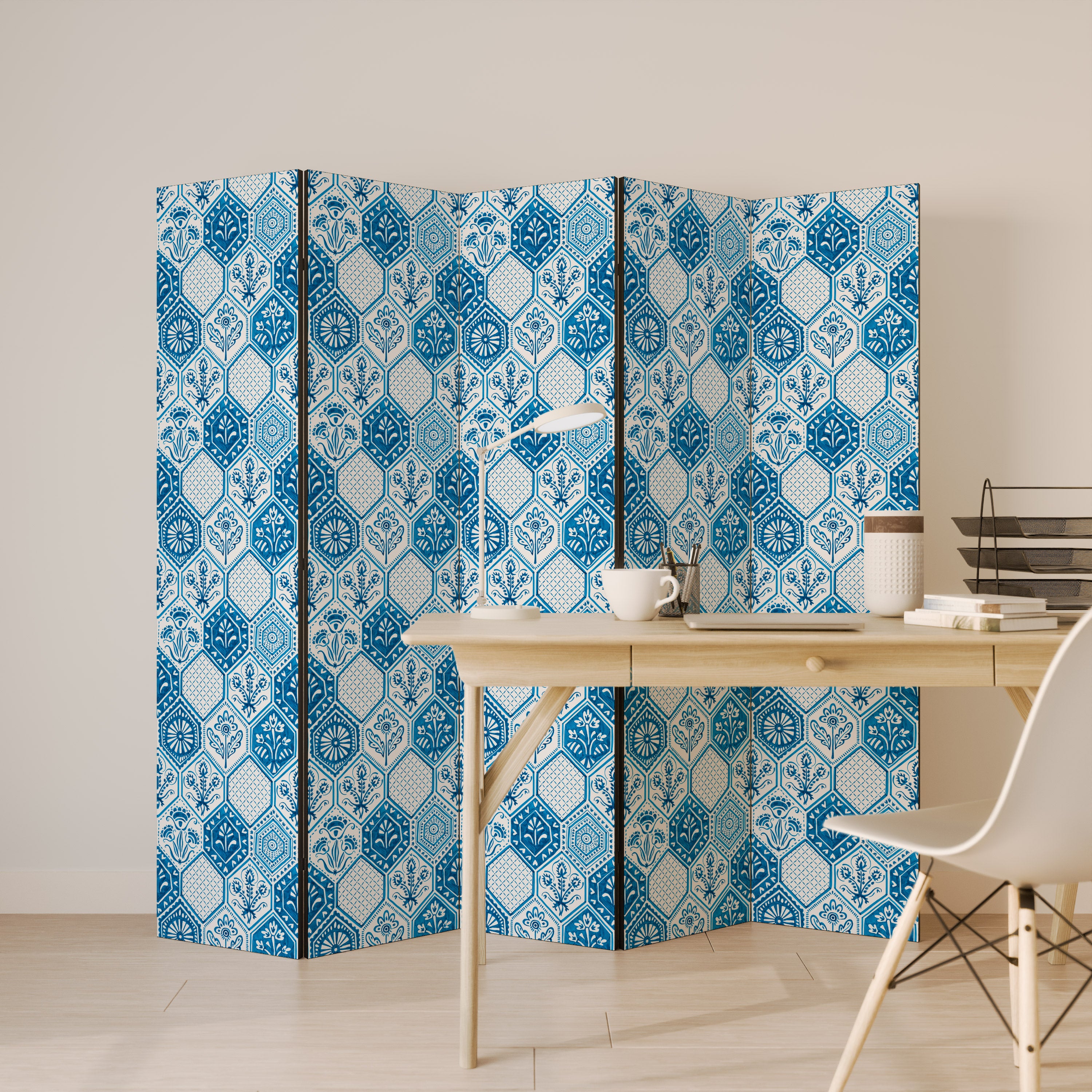 AQUATIC HEXAGON DREAM 5-Panel Room Divider