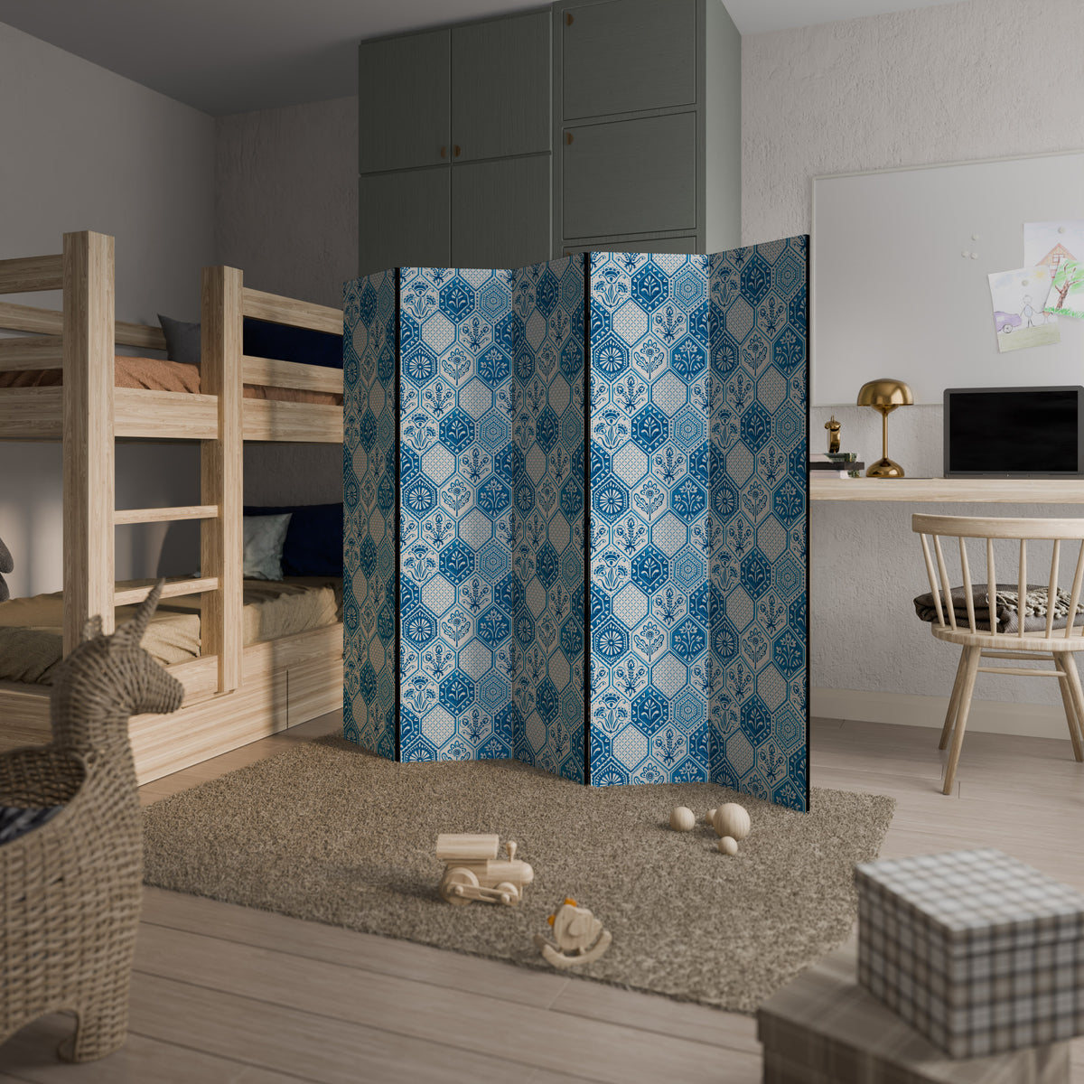 AQUATIC HEXAGON DREAM 5-Panel Room Divider
