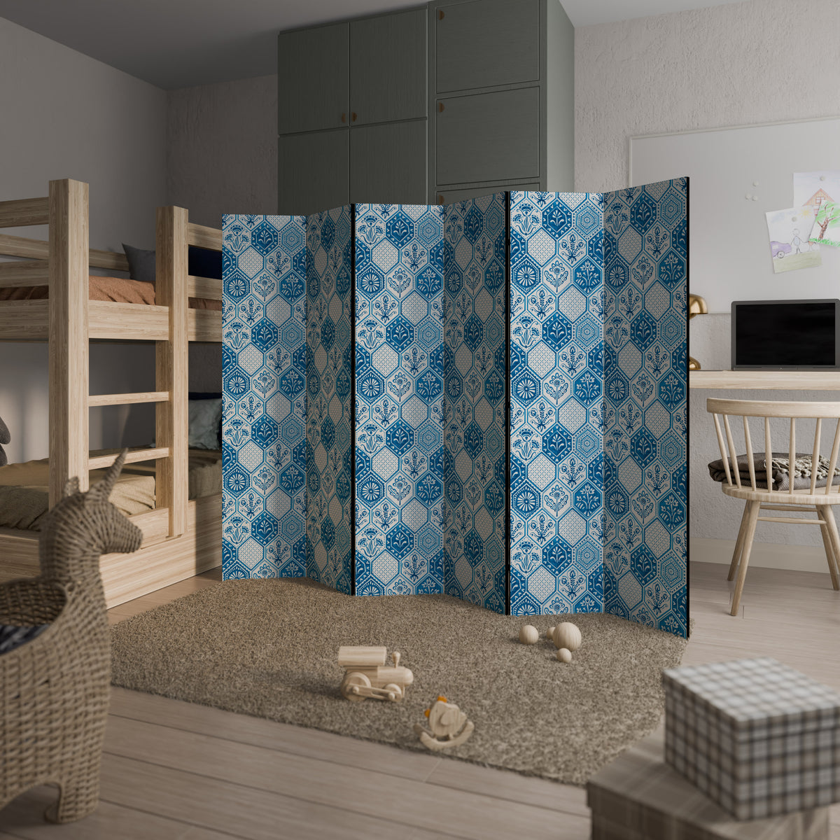 AQUATIC HEXAGON DREAM 6-Panel Room Divider