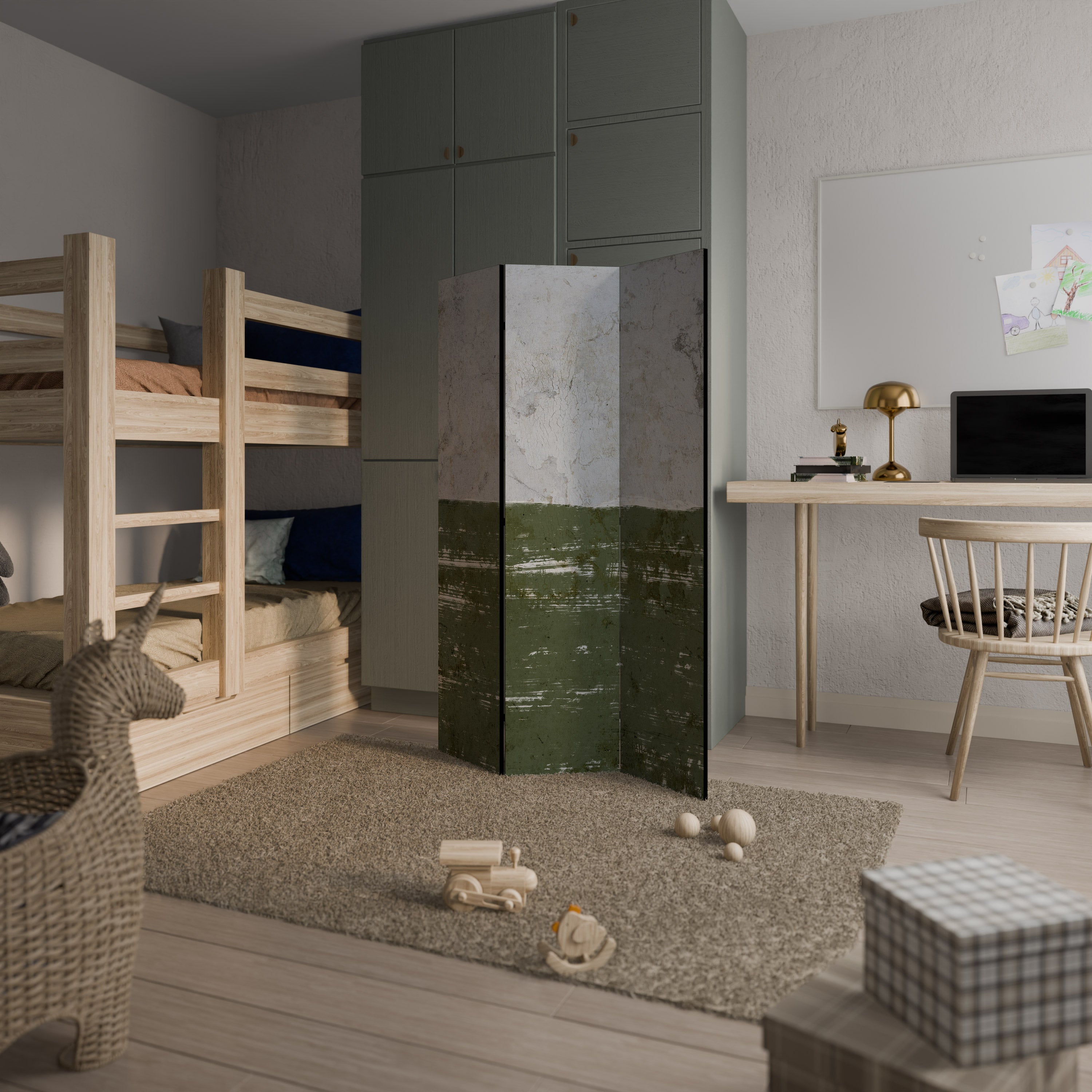 Séparateur de pièce décoratif à 3 panneaux RUSTIC RADIANCE ASSEMBLED