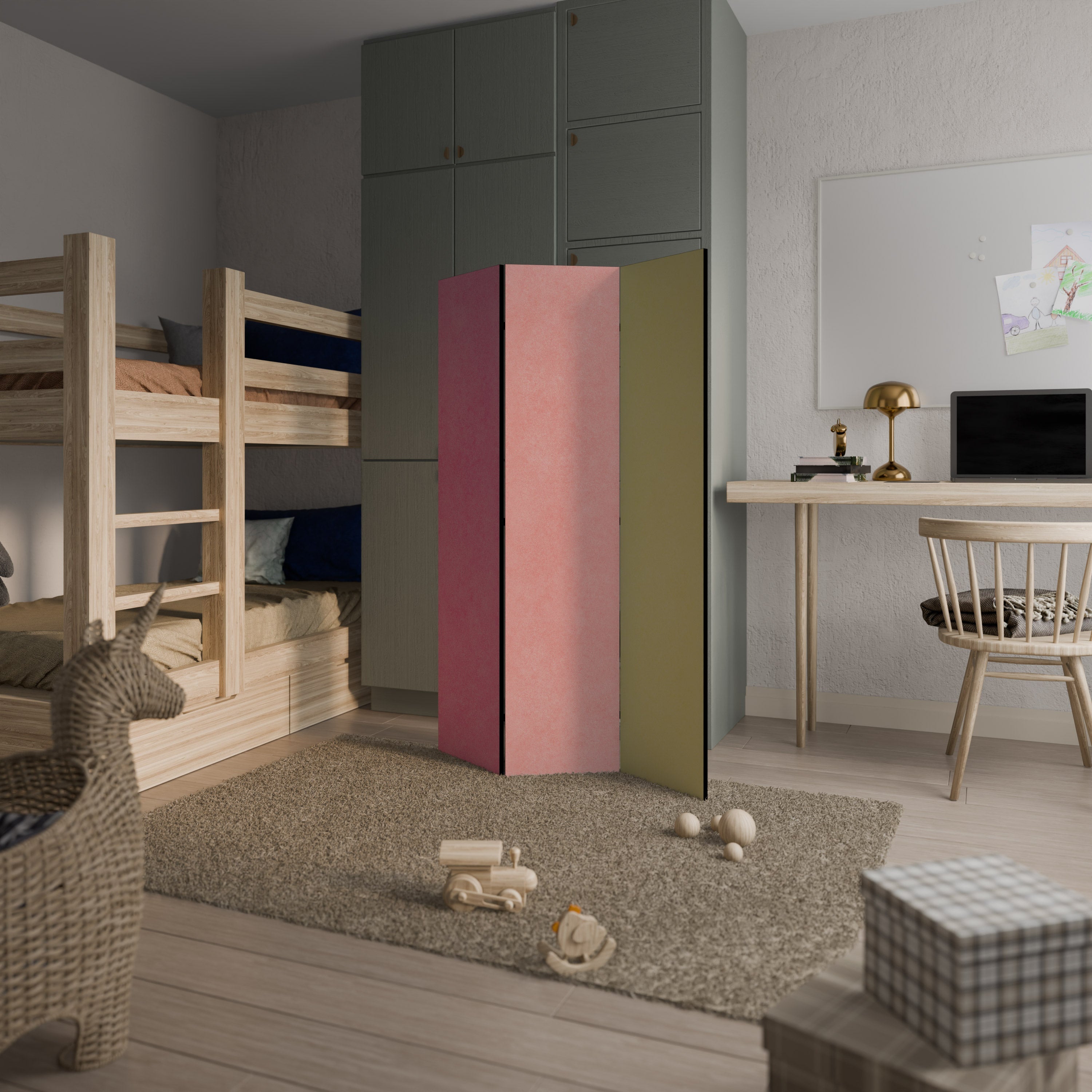 COMME UN OMBRE ROULANTE Séparateur de pièce décoratif à 3 panneaux