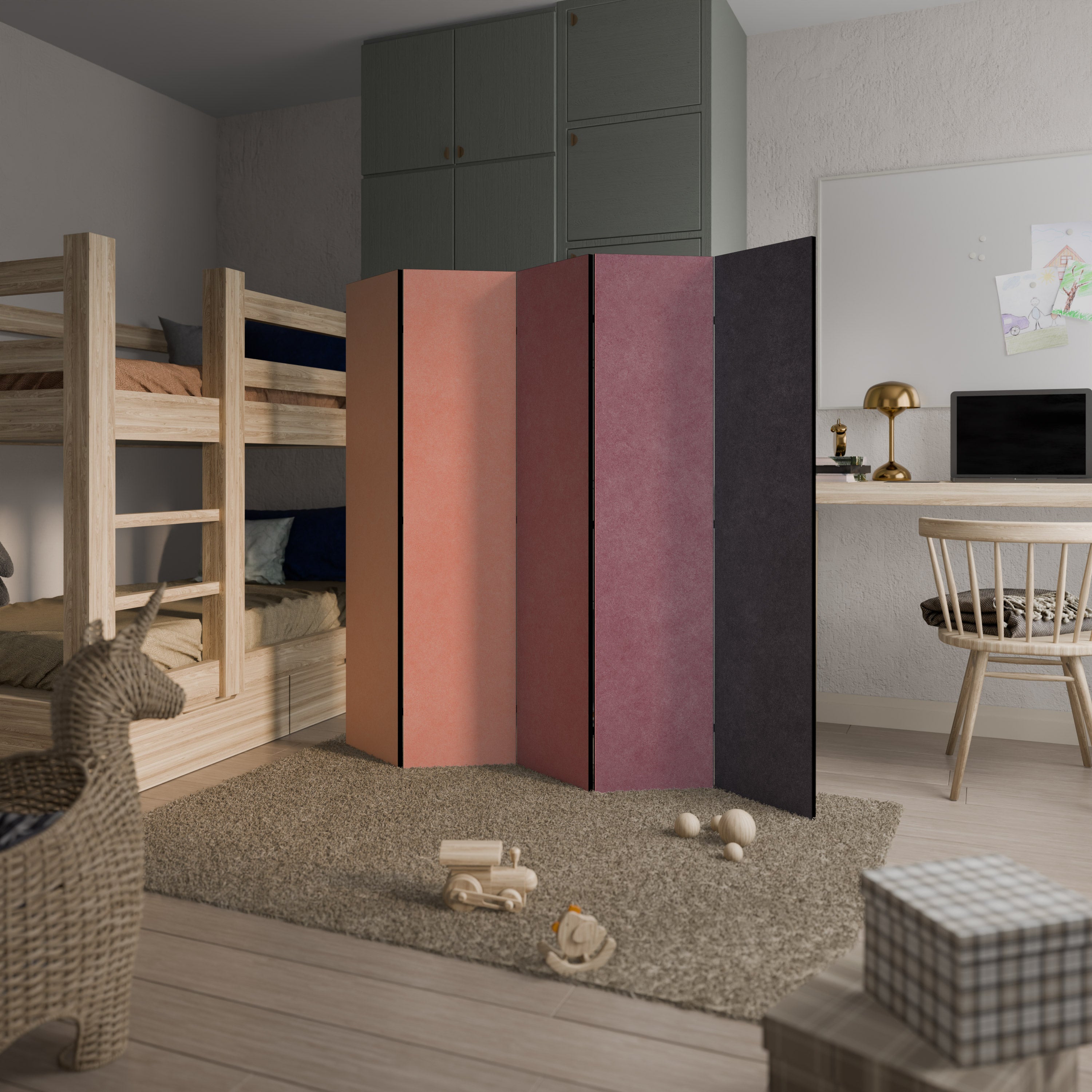 SMELLS LIKE PINK SPIRIT 5-Panel Room Divider