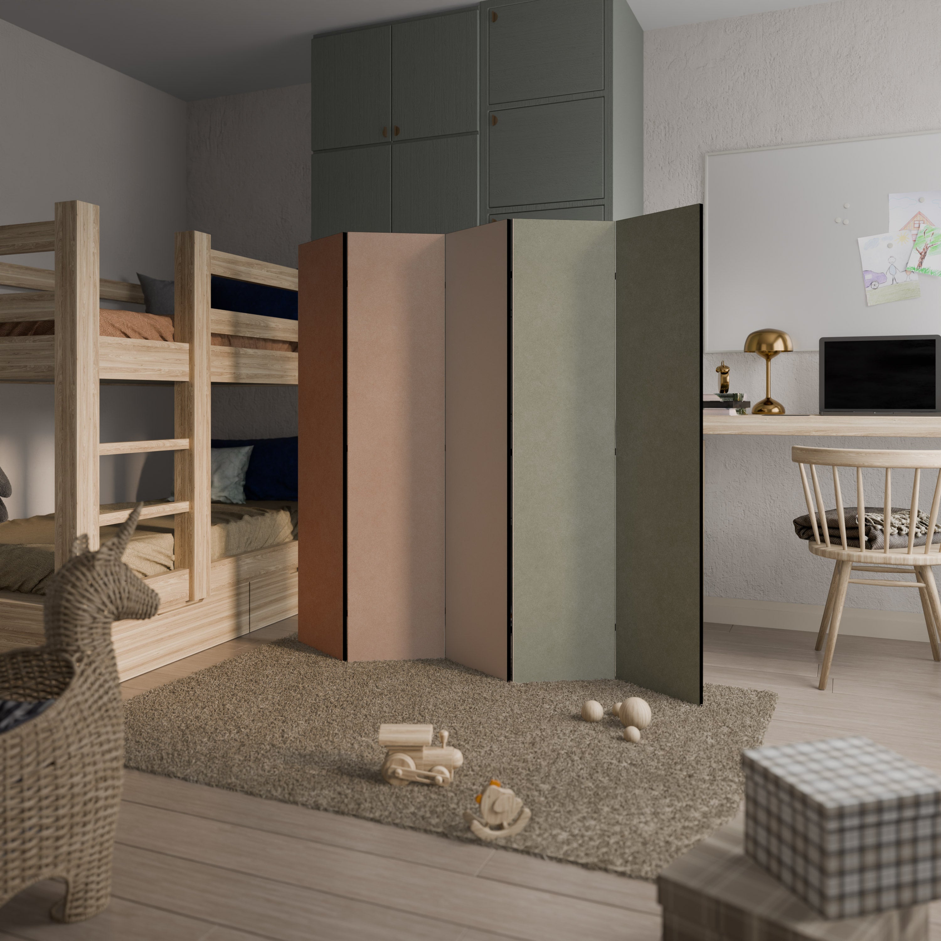 Paravent décoratif à 5 panneaux GANGNAM AVOCADO