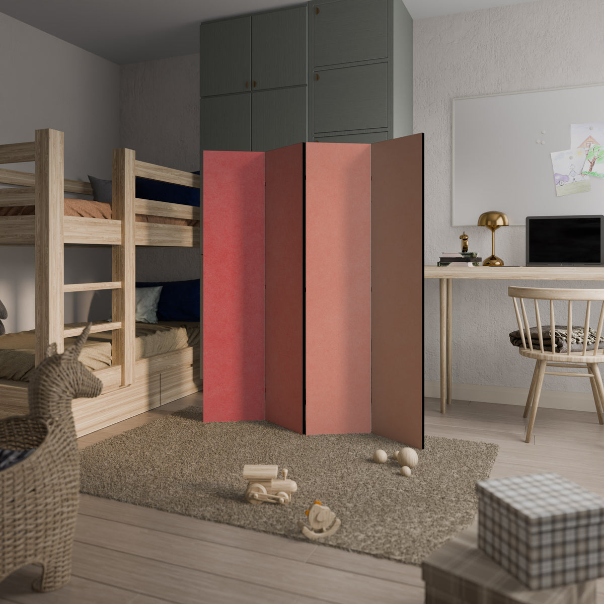 PEACH OF MY HEART 4-Panel Room Divider
