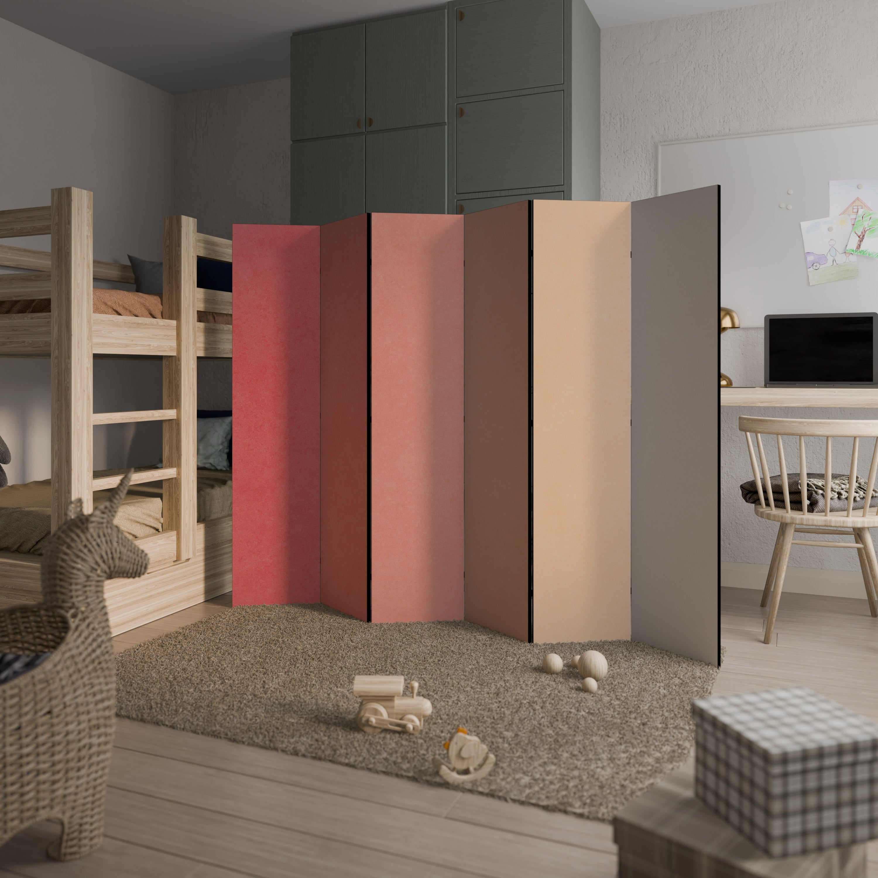 Séparateur de pièce décoratif à 6 panneaux PEACH OF MY HEART