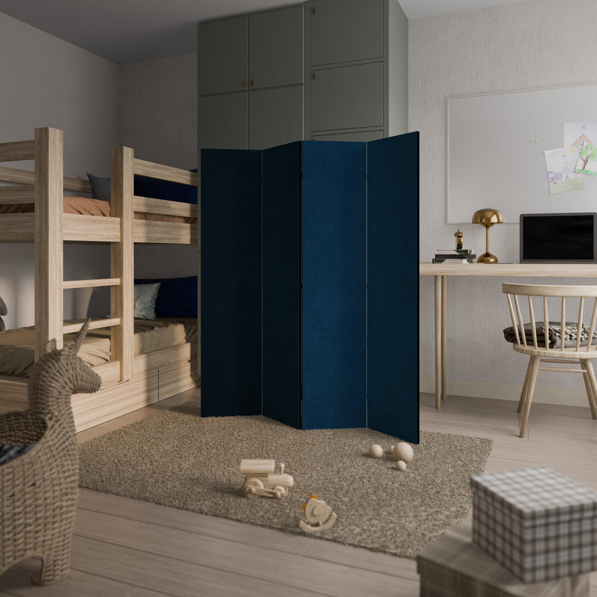 SHAKE IT BLUE 4-Panel Room Divider