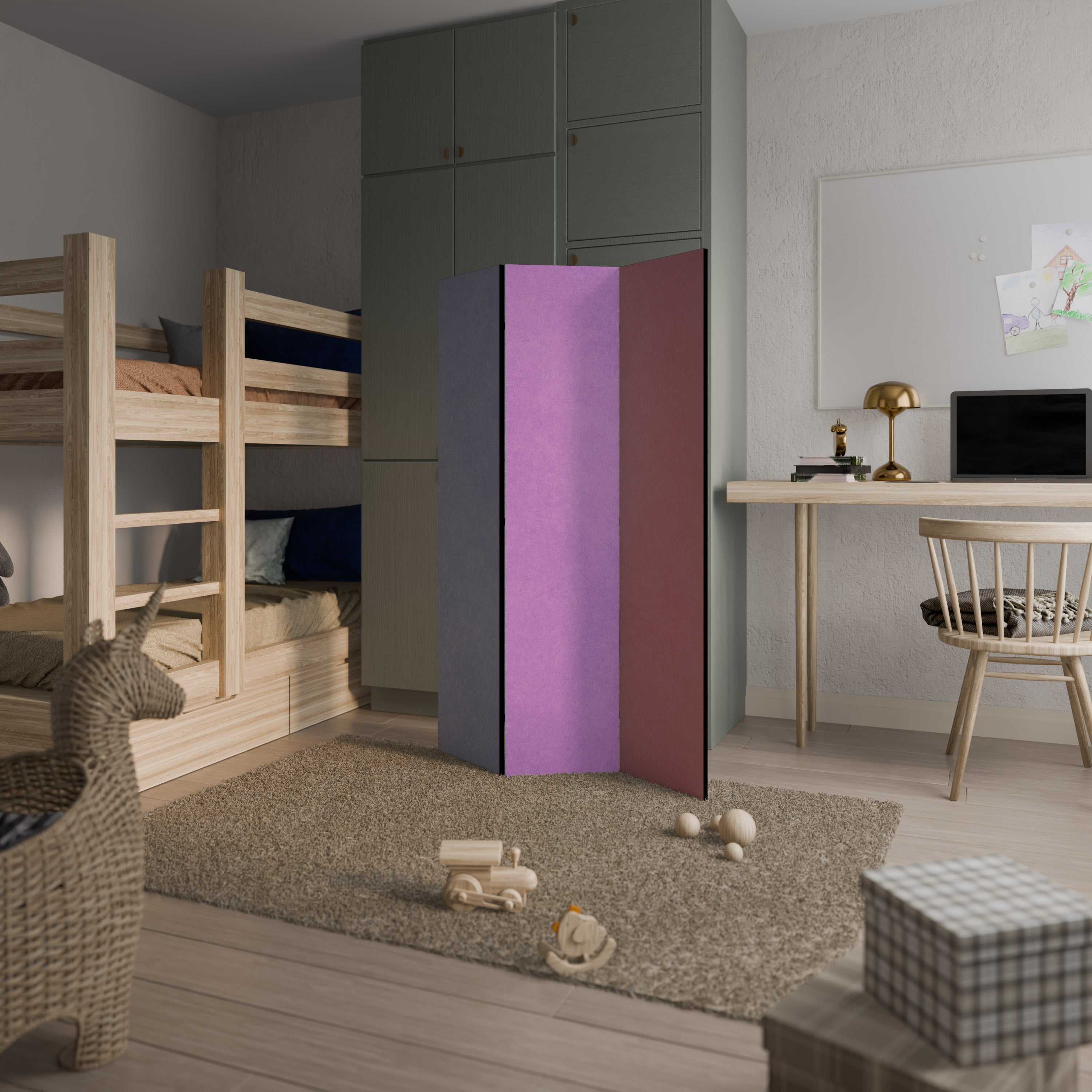 MON CŒUR S'ENCORERA COLORÉ : séparateur de pièce décoratif à 3 panneaux