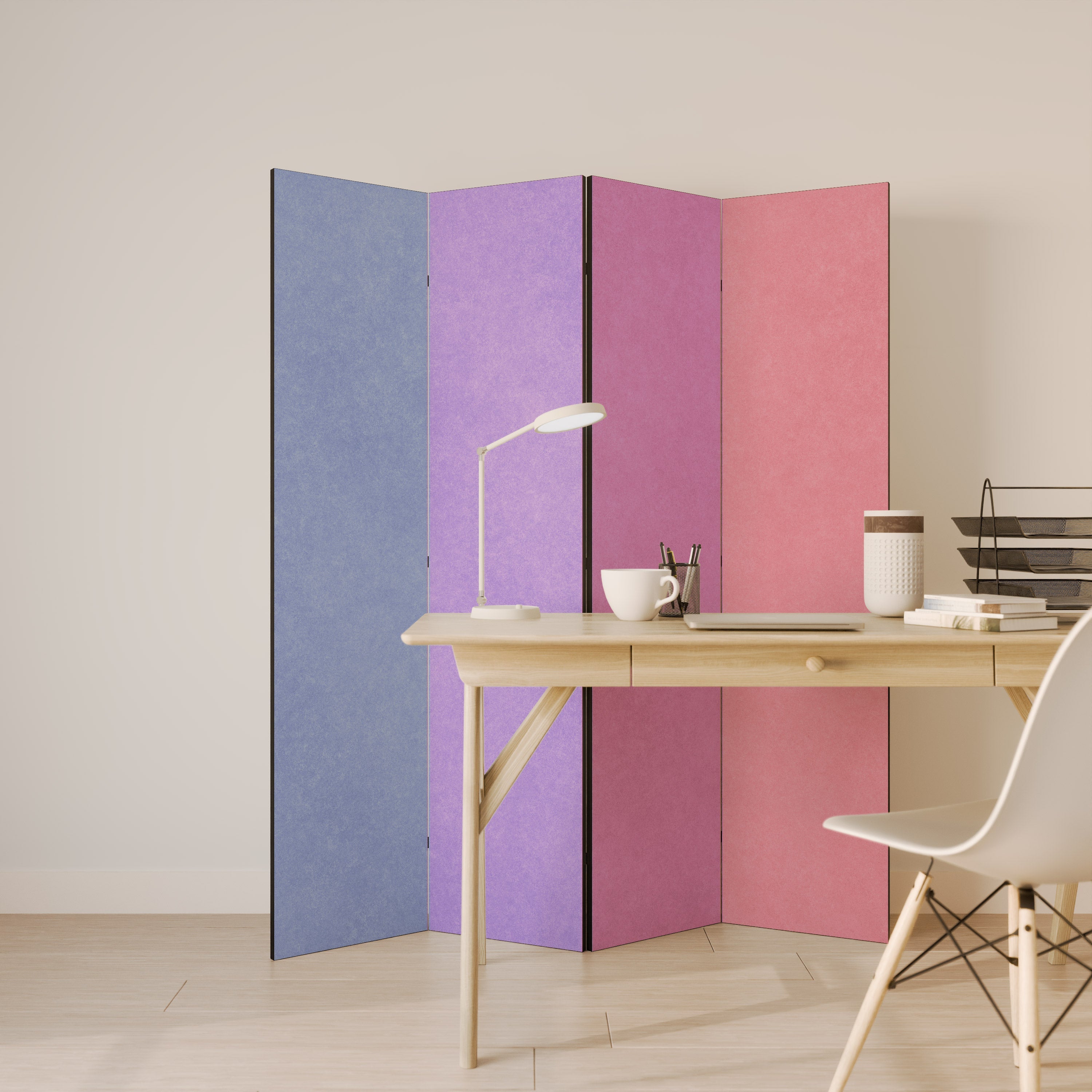 MON CŒUR S'ENCORERA COLORÉ : séparateur de pièce décoratif à 4 panneaux