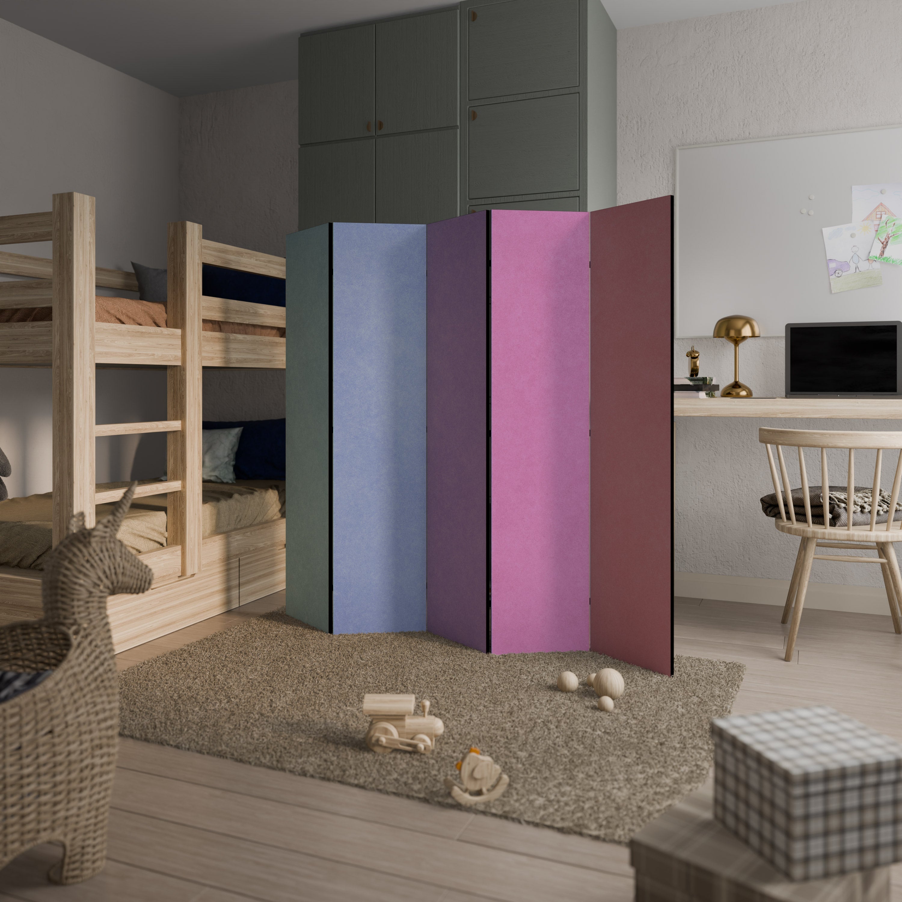 MON CŒUR S'ENCORERA COLORÉ : séparateur de pièce décoratif à 5 panneaux