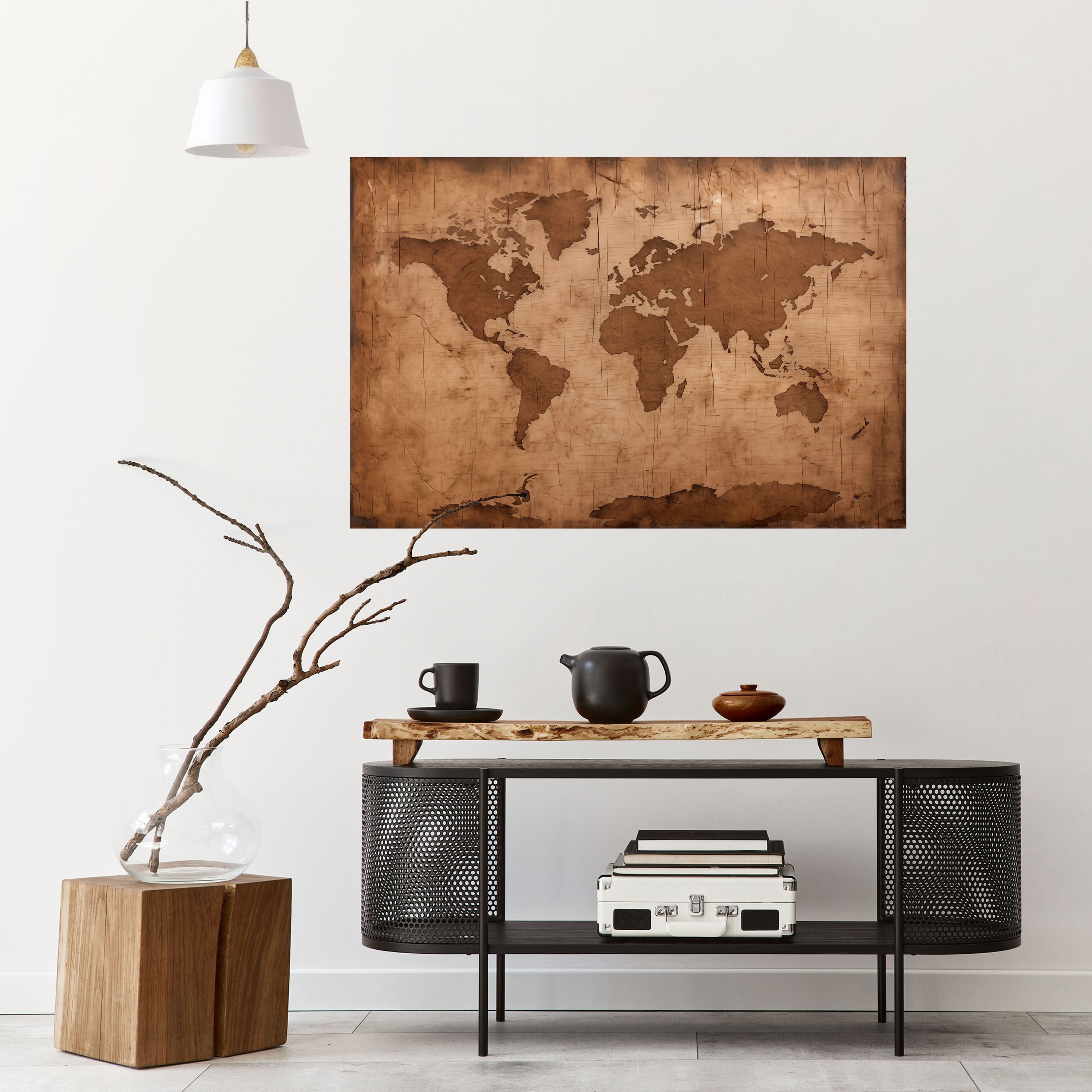 Affiche horizontale autocollante représentant une CARTE DU MONDE ANCIENNE