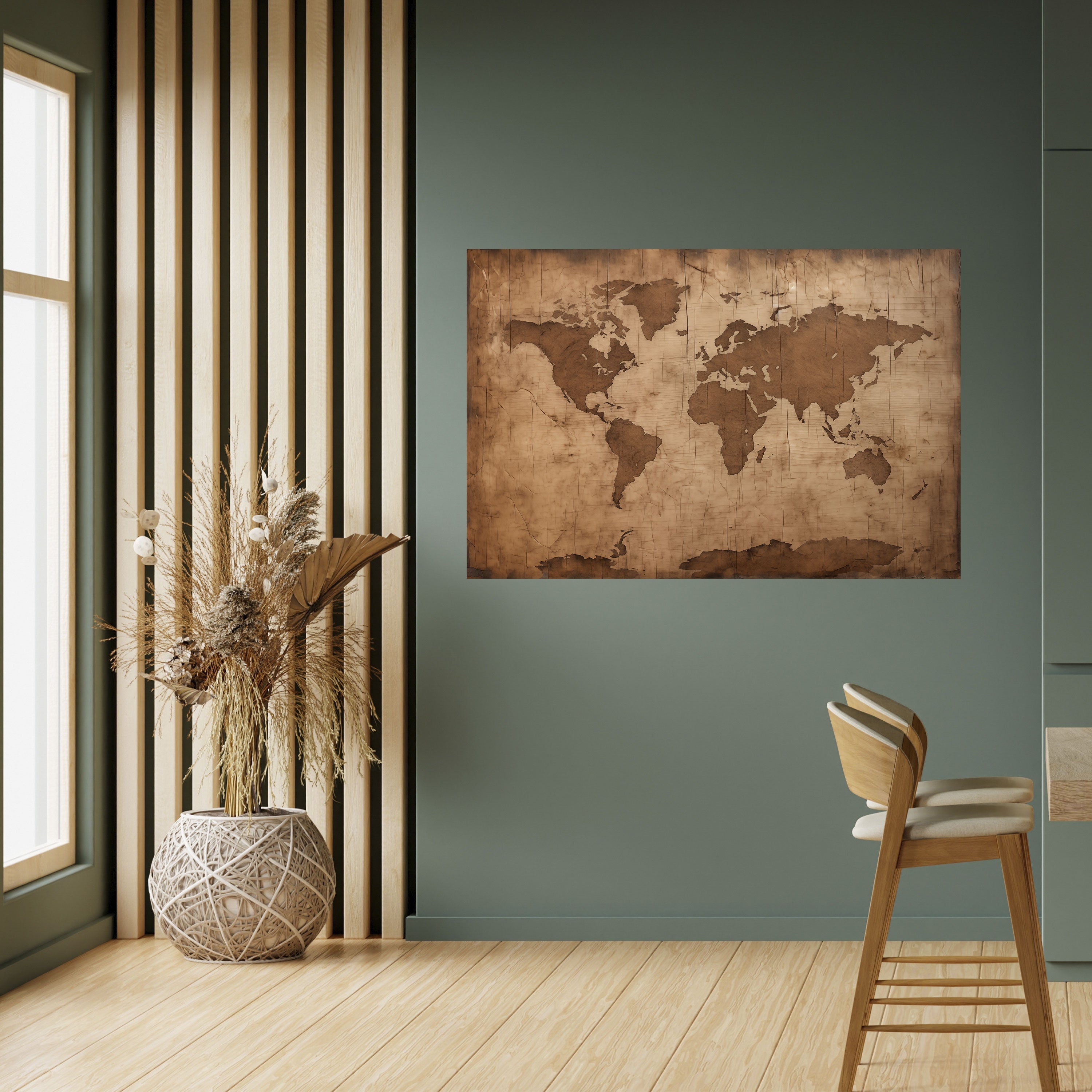 Affiche horizontale autocollante représentant une CARTE DU MONDE ANCIENNE