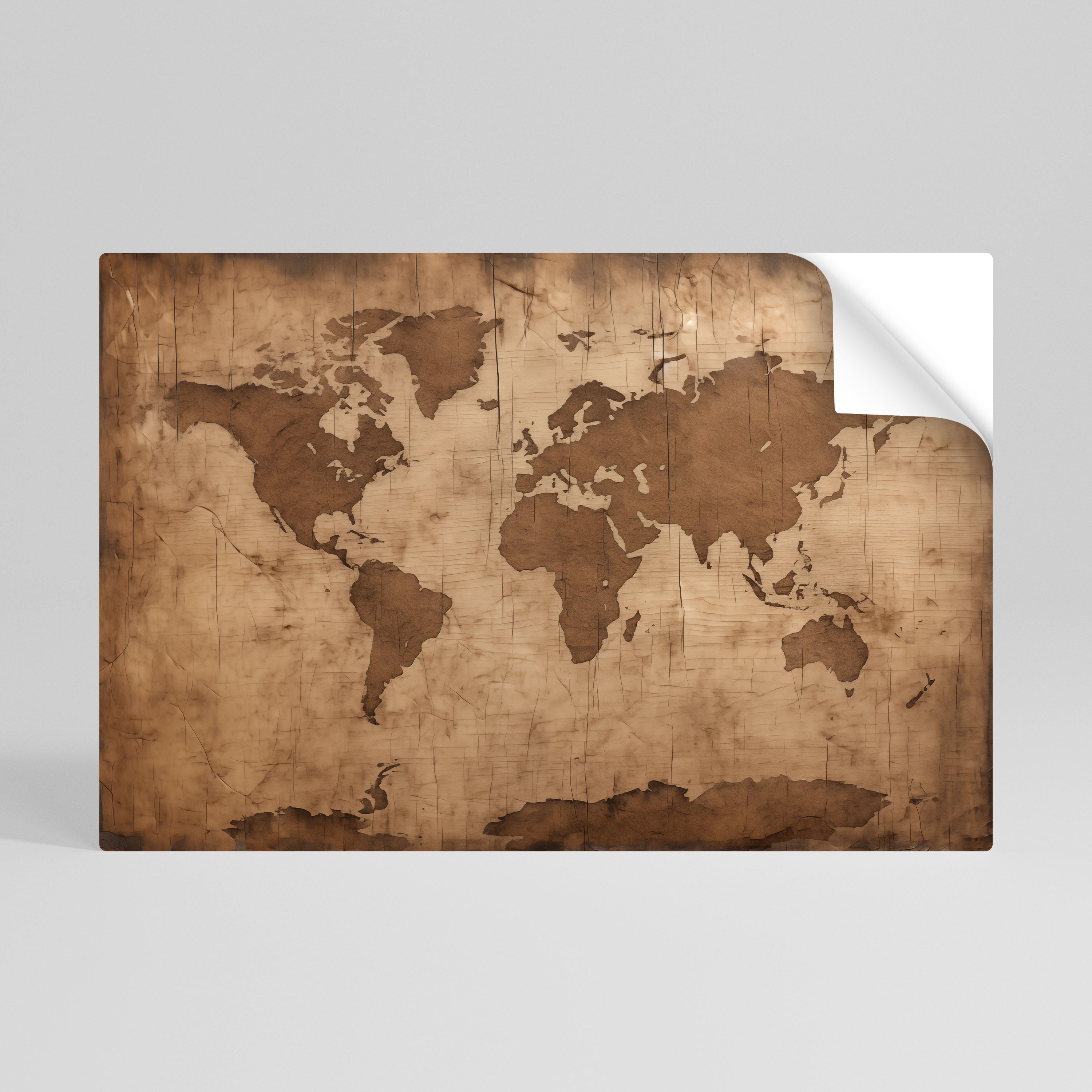 Affiche horizontale autocollante représentant une CARTE DU MONDE ANCIENNE