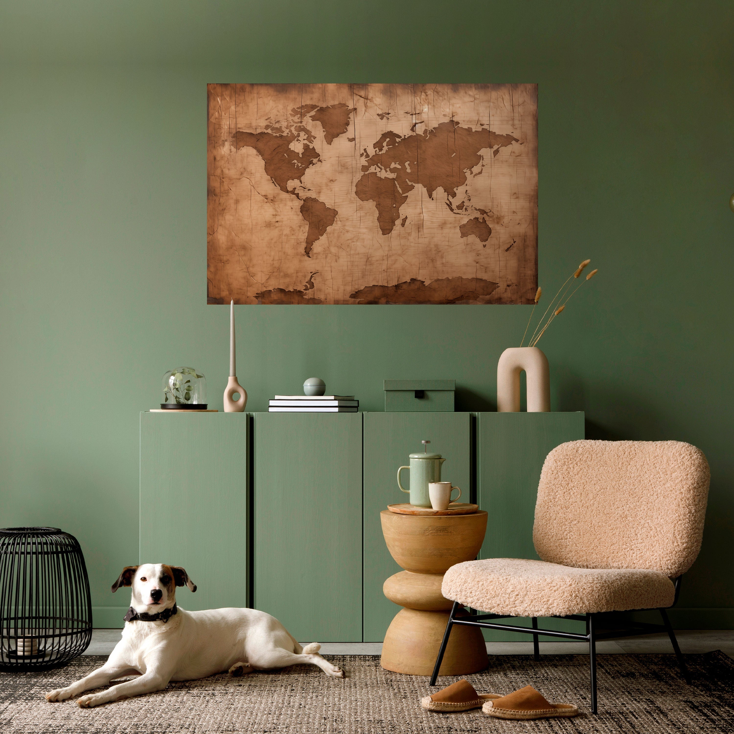 Affiche horizontale autocollante représentant une CARTE DU MONDE ANCIENNE