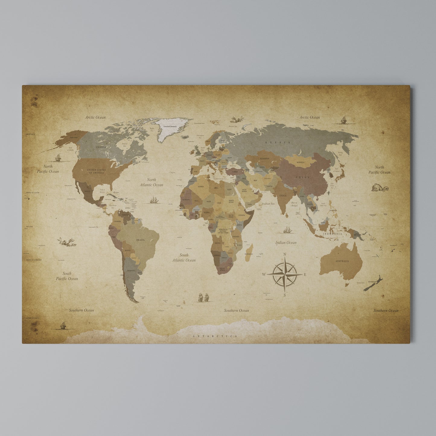 ANCIENT VOYAGER'S MAP Horizontal Canvas Print