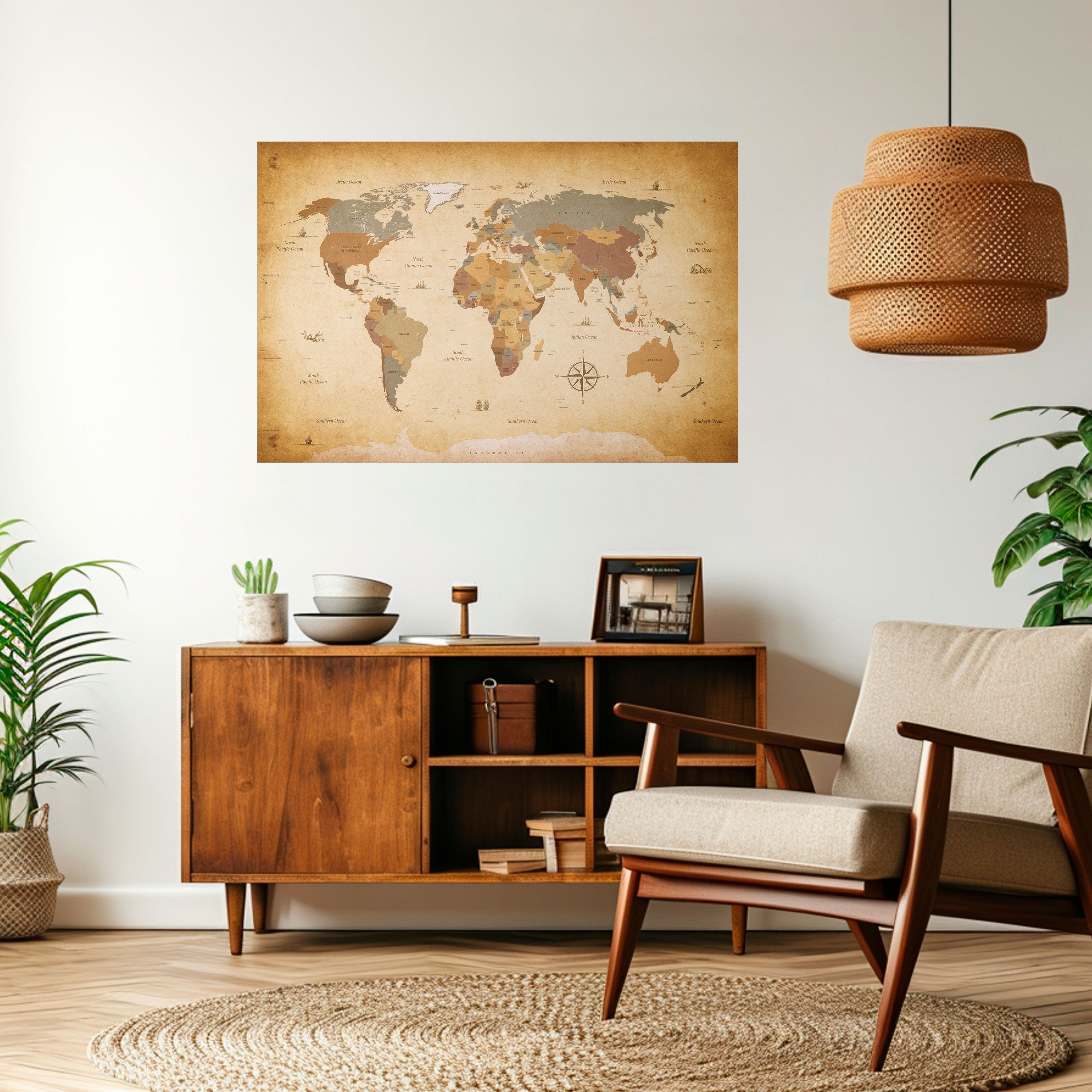 Affiche horizontale autocollante « CARTE DU VOYAGEUR ANCIEN »