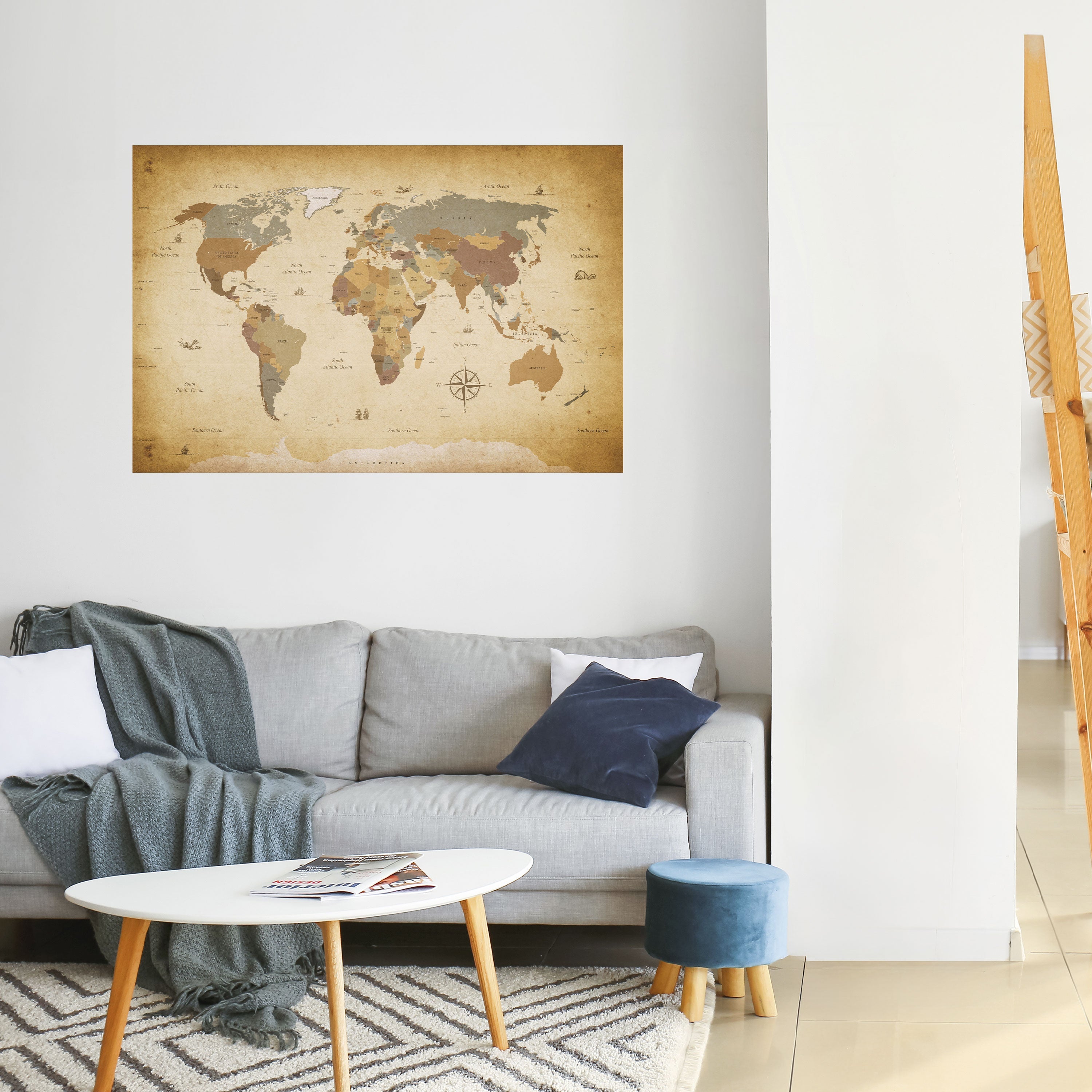 Affiche horizontale autocollante « CARTE DU VOYAGEUR ANCIEN »