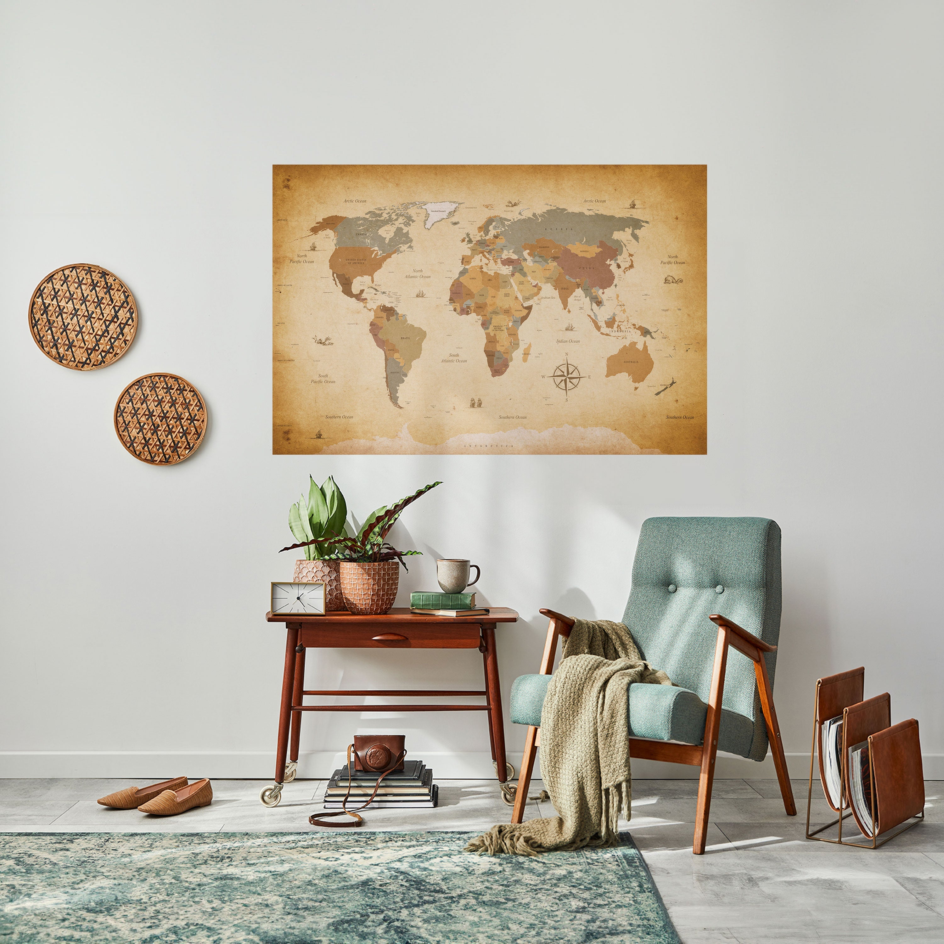 Affiche horizontale autocollante « CARTE DU VOYAGEUR ANCIEN »