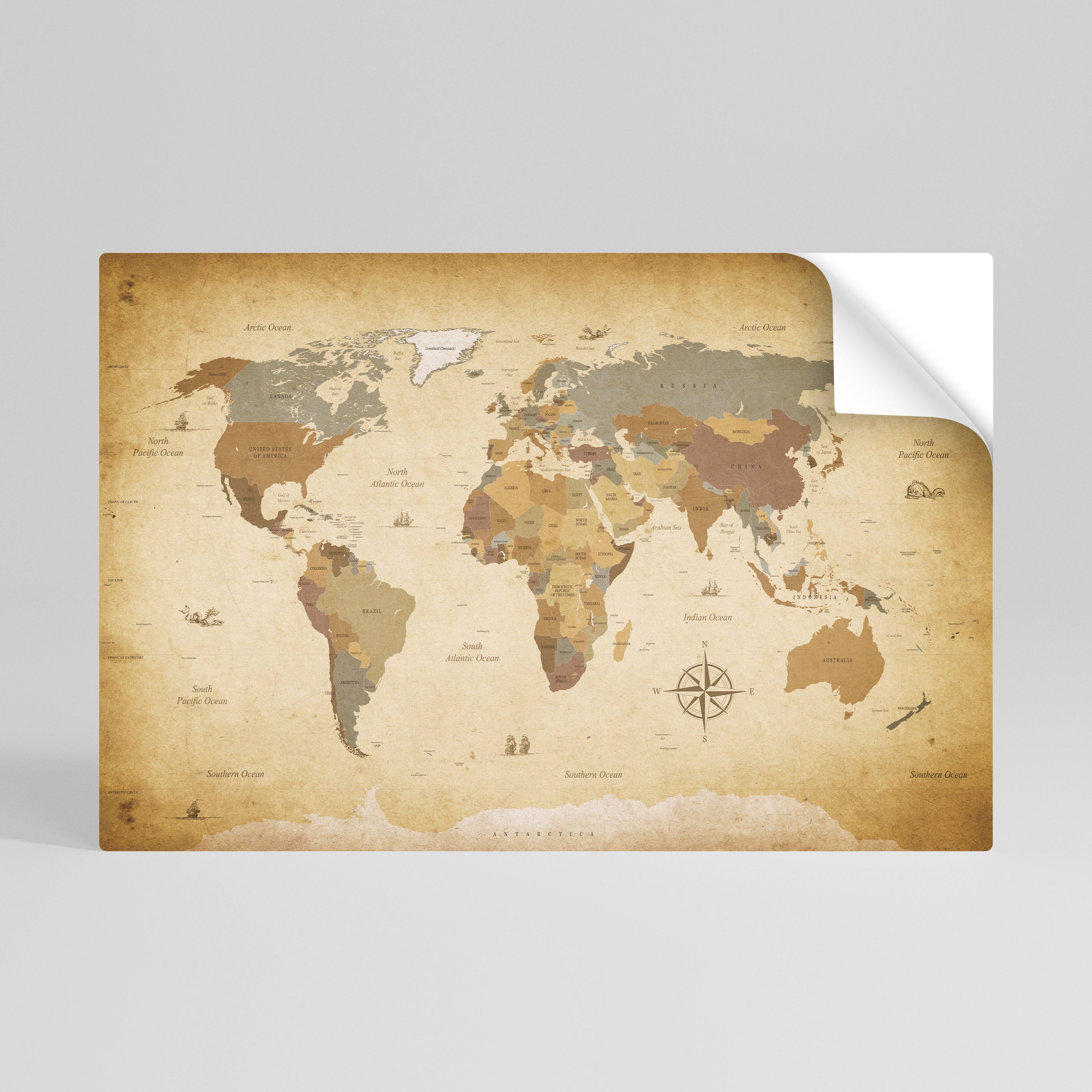 Affiche horizontale autocollante « CARTE DU VOYAGEUR ANCIEN »