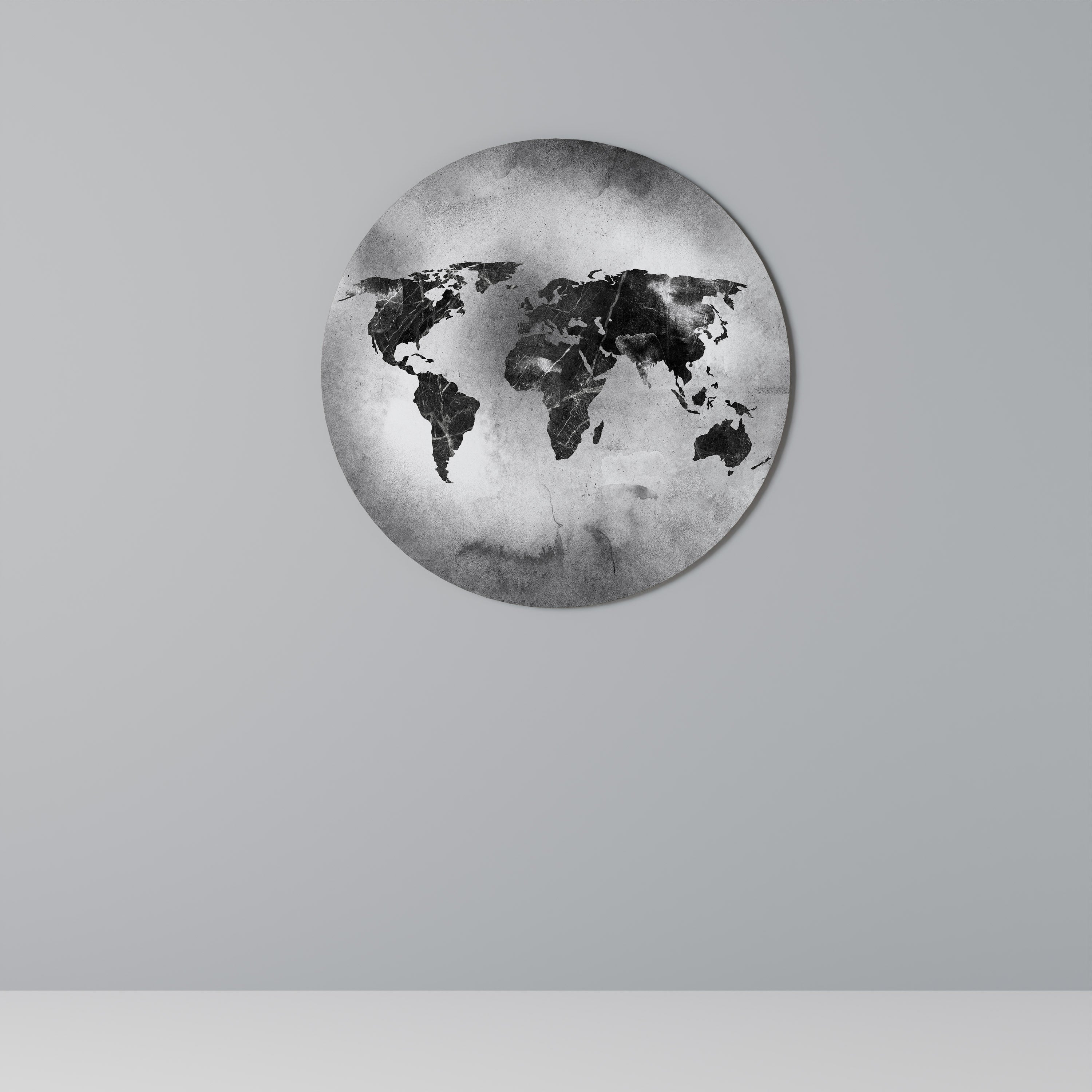 Continents ombragés, décoration murale ronde