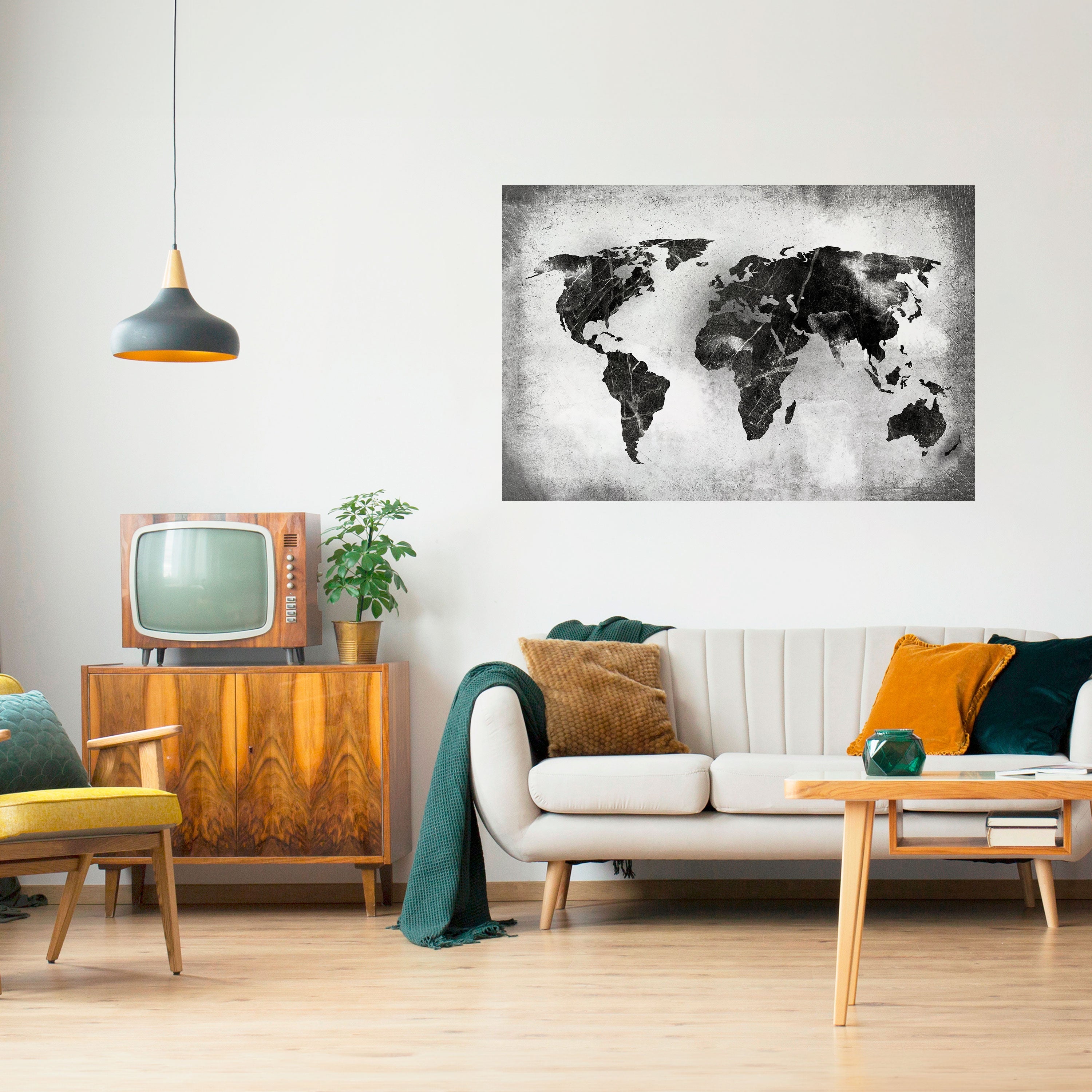 Affiche horizontale autocollante CONTINENTS OMBRÉS